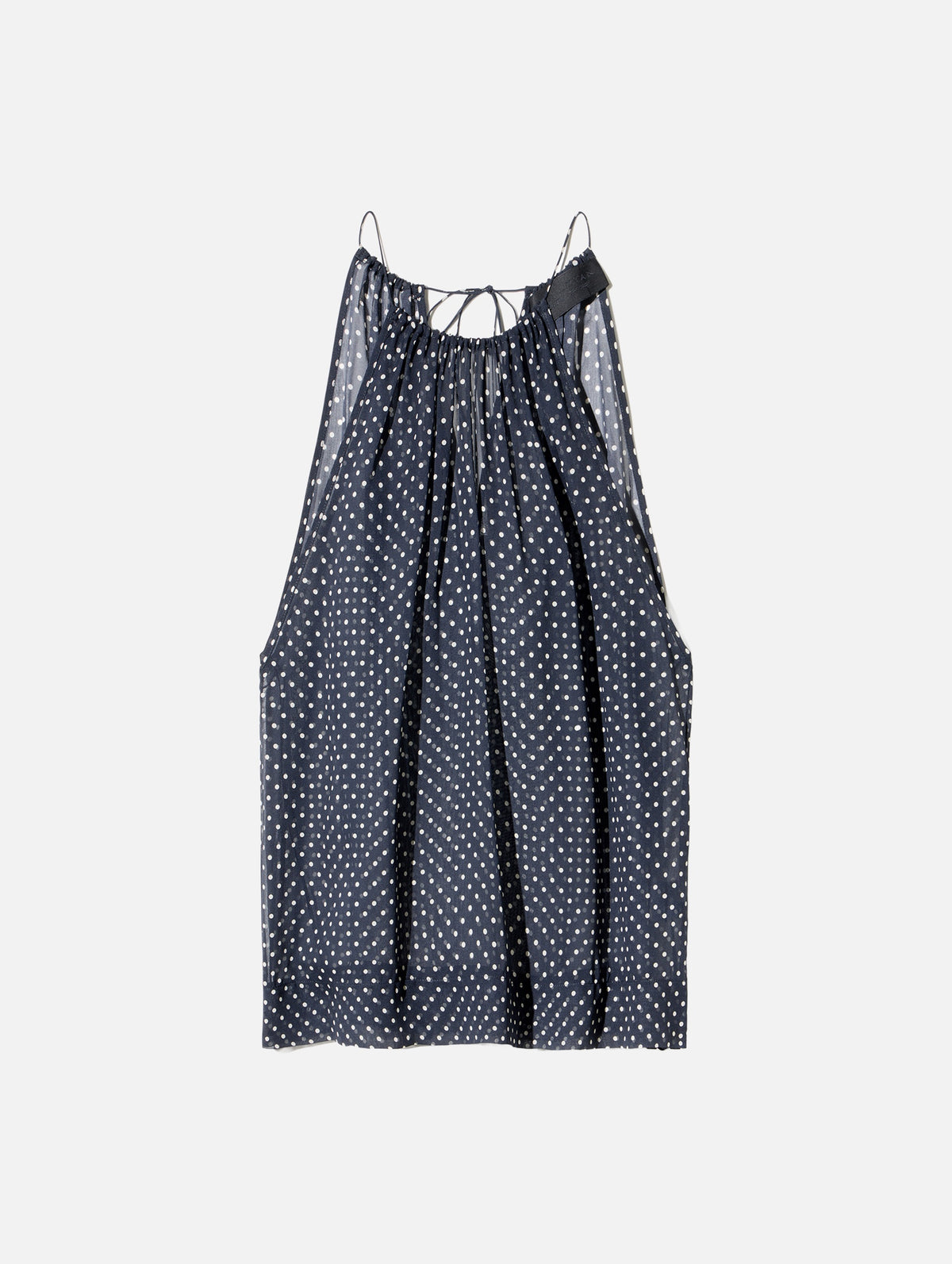 Nikki Halterneck Silk Top in Obsidian Ivory Polka Dot