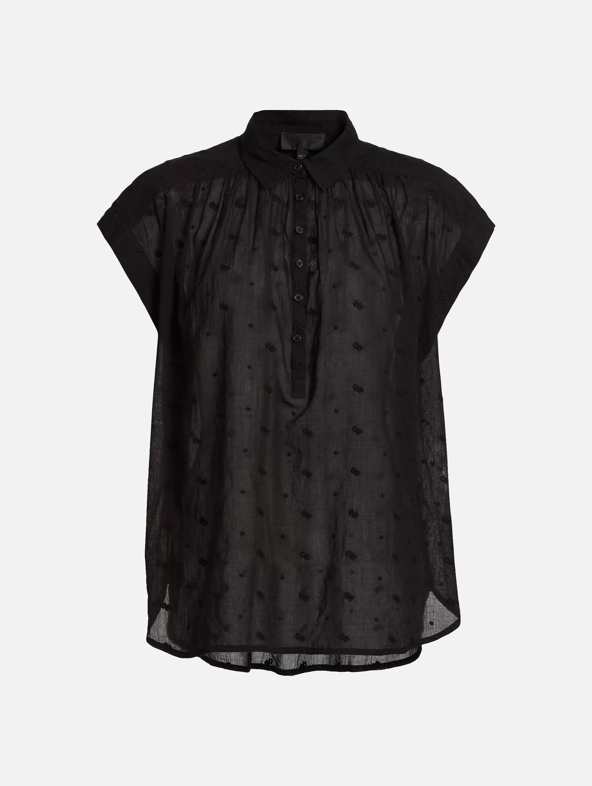Normandy Embroidered Cotton Blouse in Black