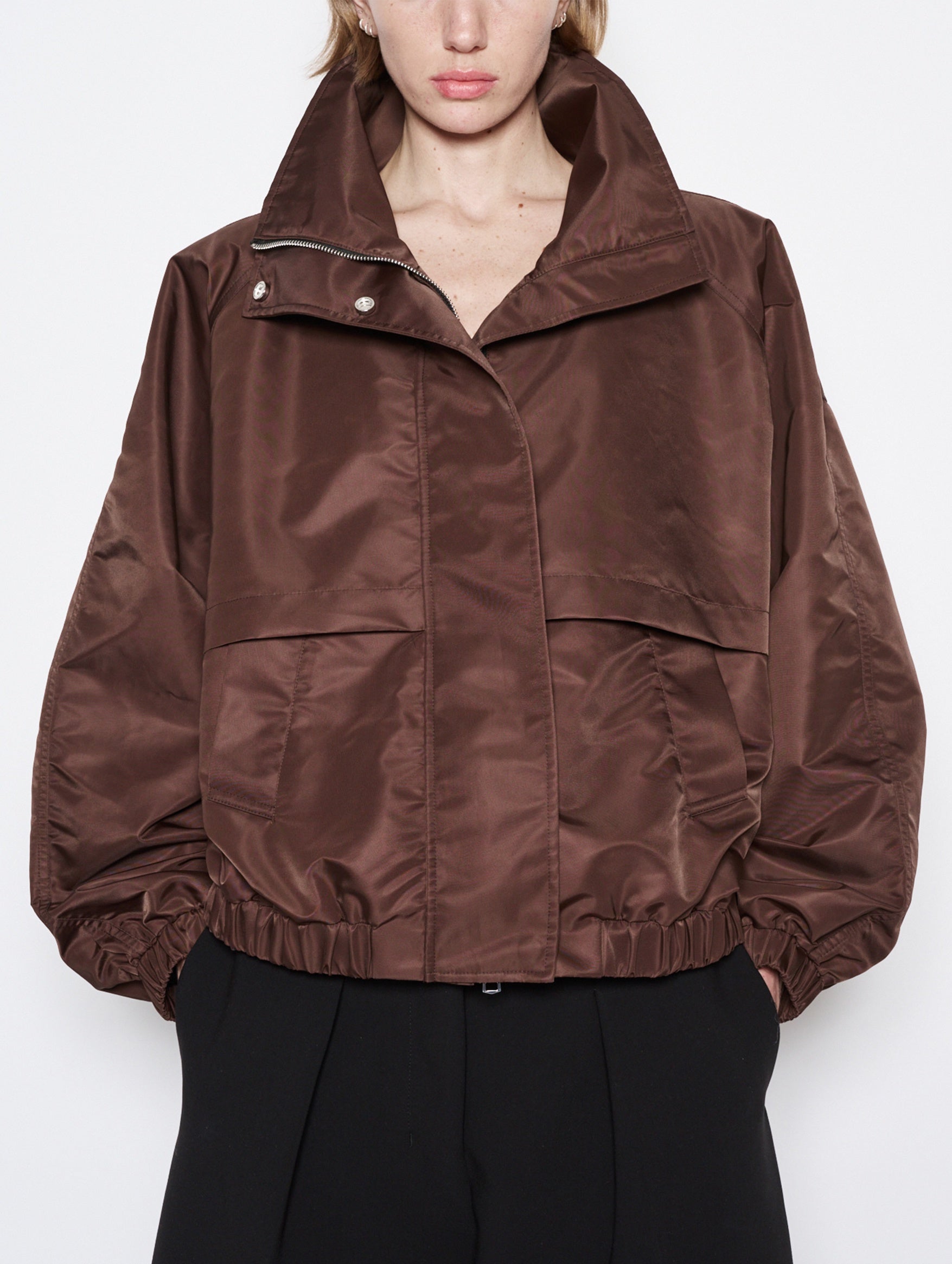 Nylon Crescent Jacket in Chocolate Brown