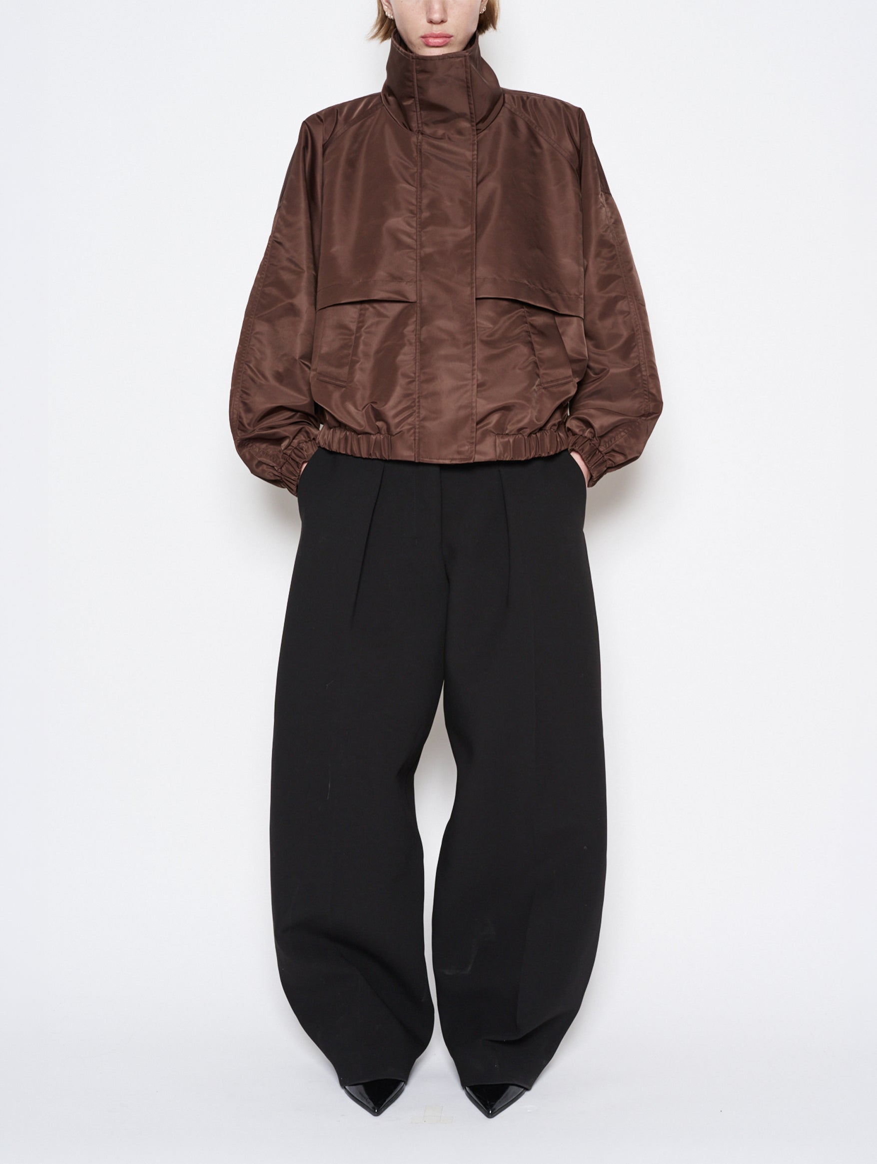 Nylon Crescent Jacket in Chocolate Brown