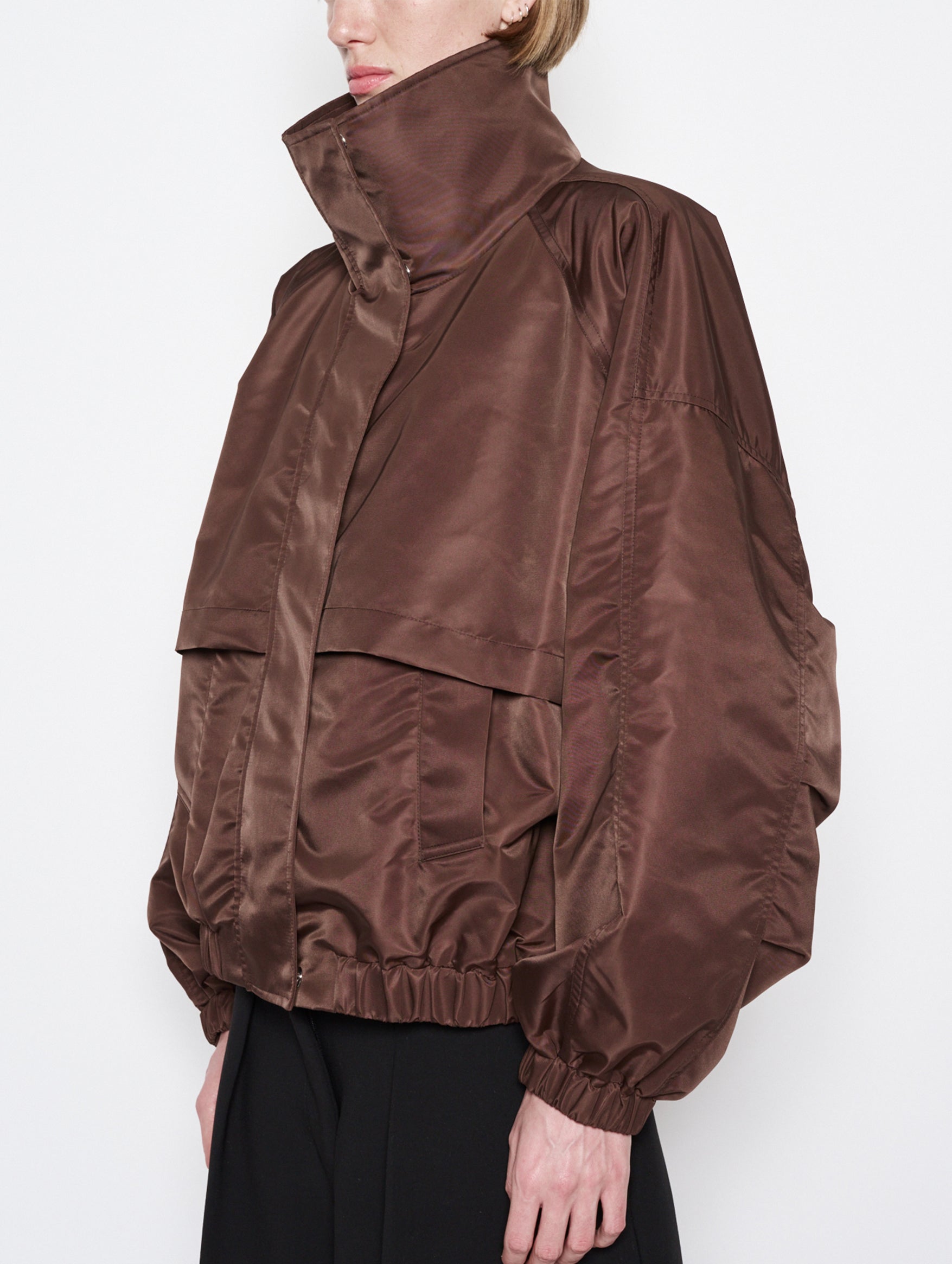 Nylon Crescent Jacket in Chocolate Brown