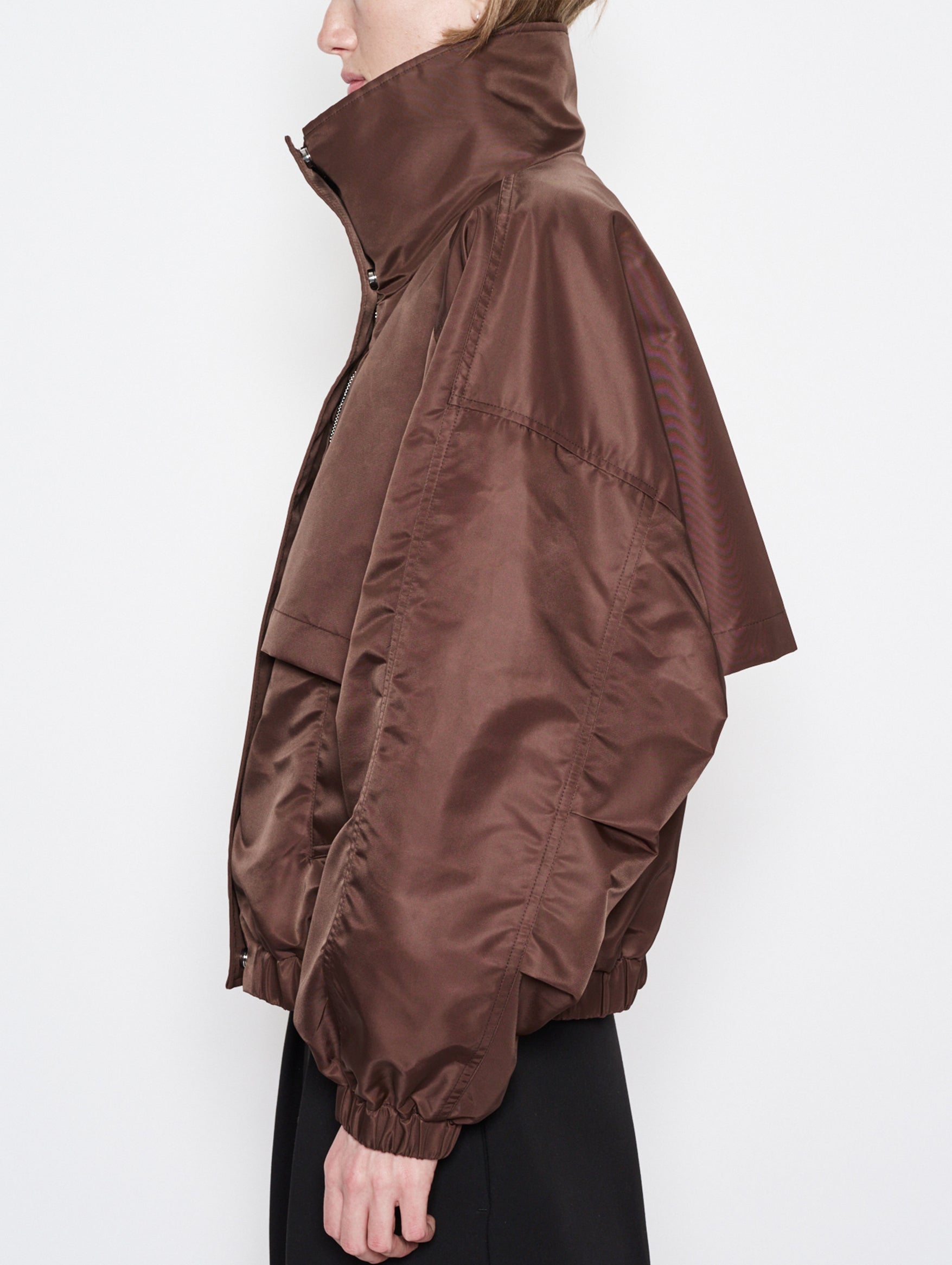 Nylon Crescent Jacket in Chocolate Brown