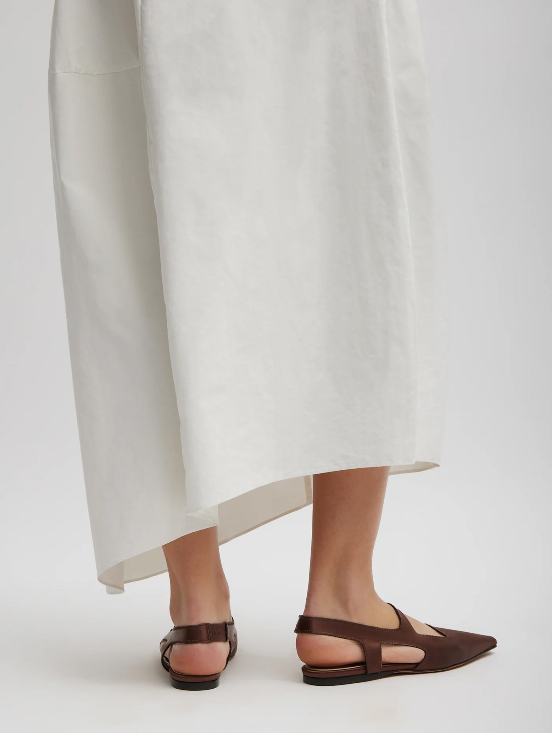 Nylon Asymmetrical Balloon Skirt in White