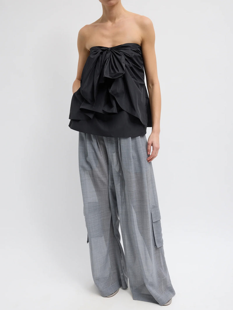 Italian Sporty Nylon Strapless Top in Black