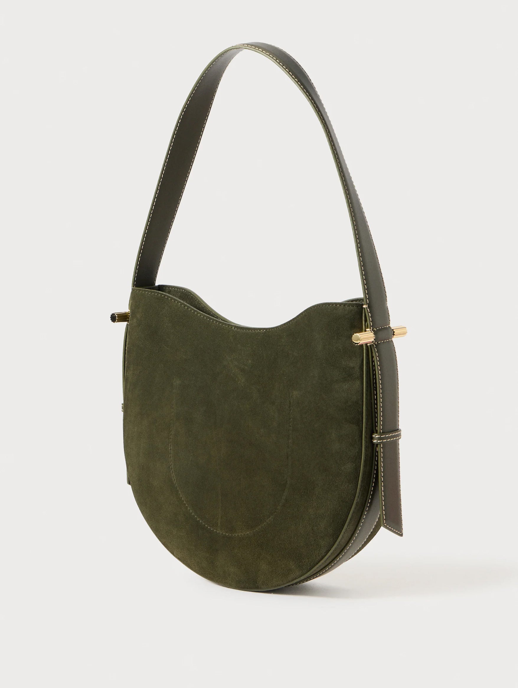 The Medium Suede Dia Bag in Dark Olive