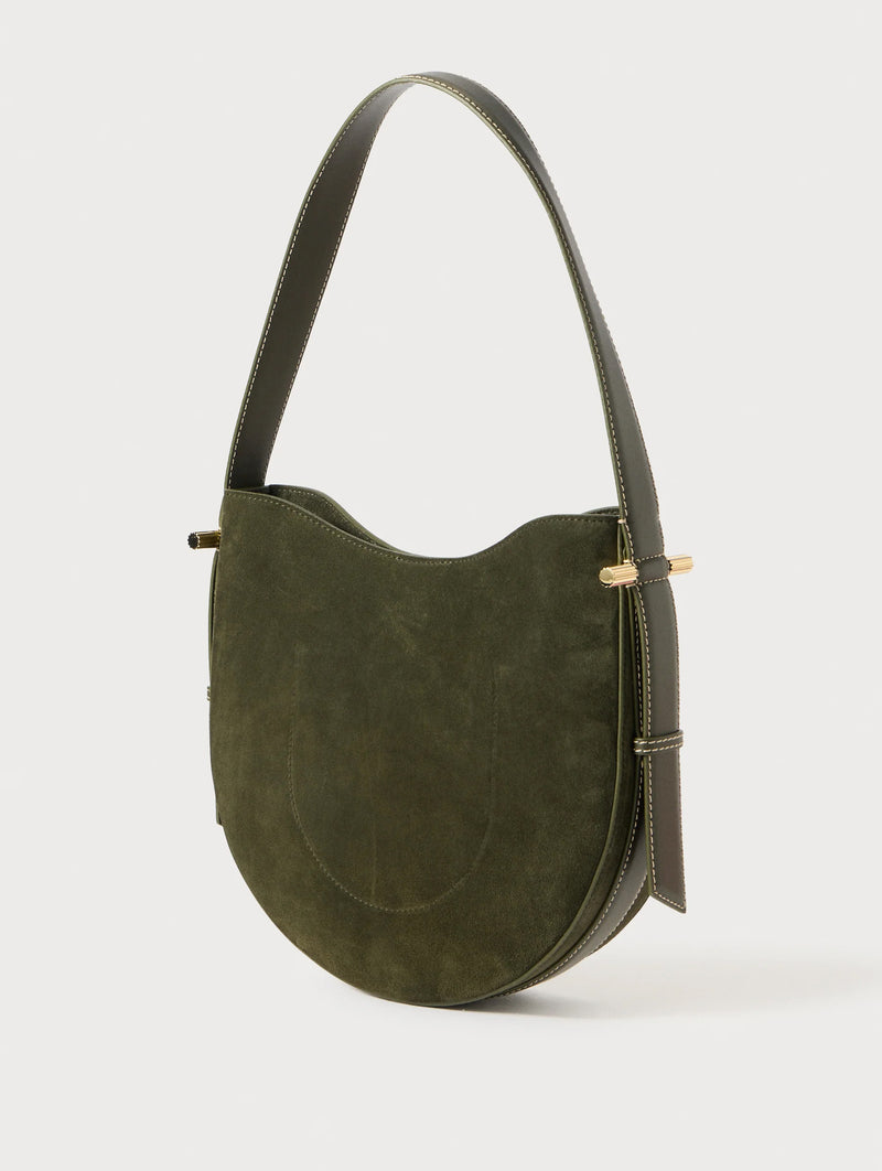 The Medium Suede Dia Bag in Dark Olive