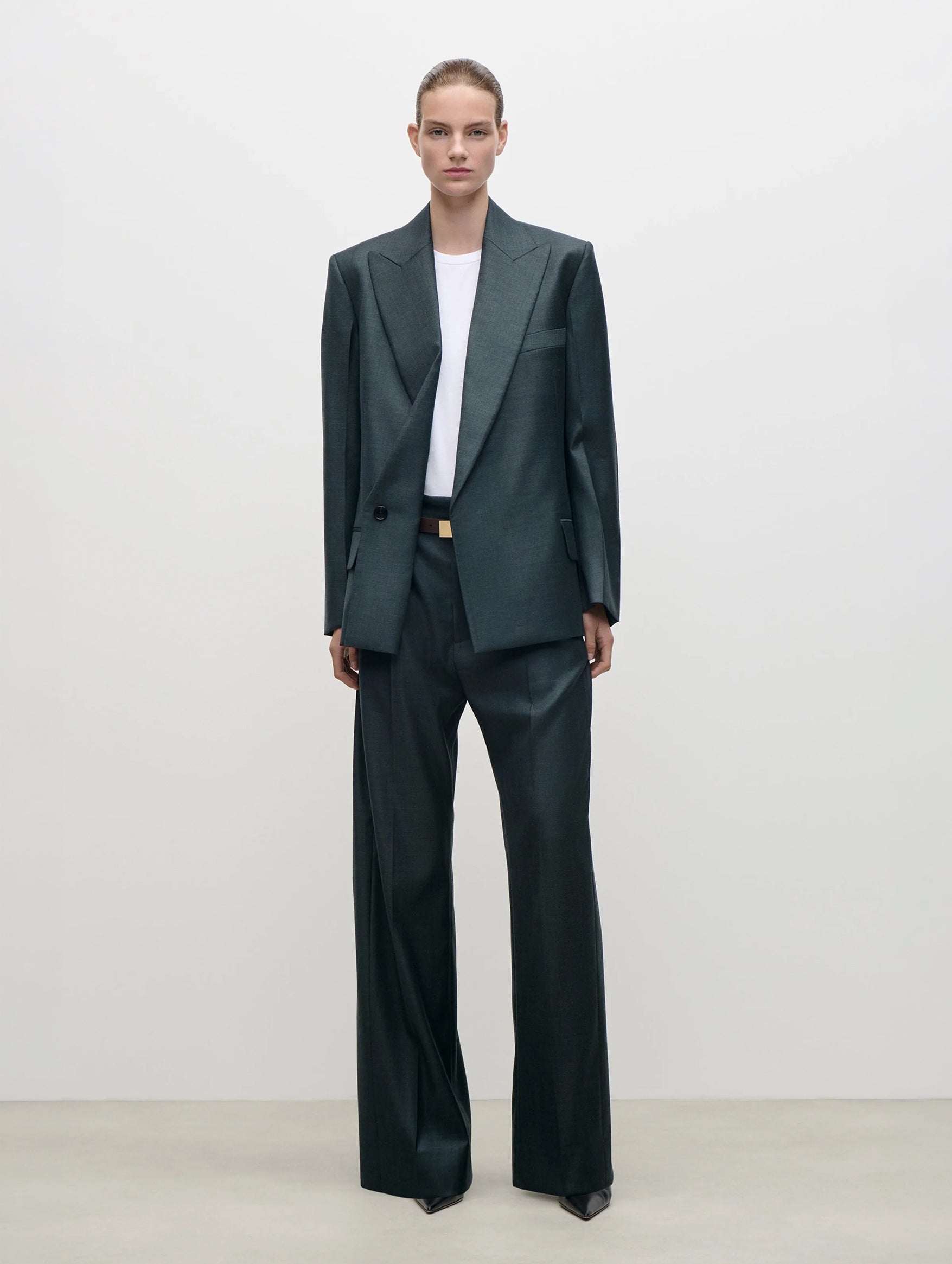 Olie Sculptural Layered Jacket in Dark Teal