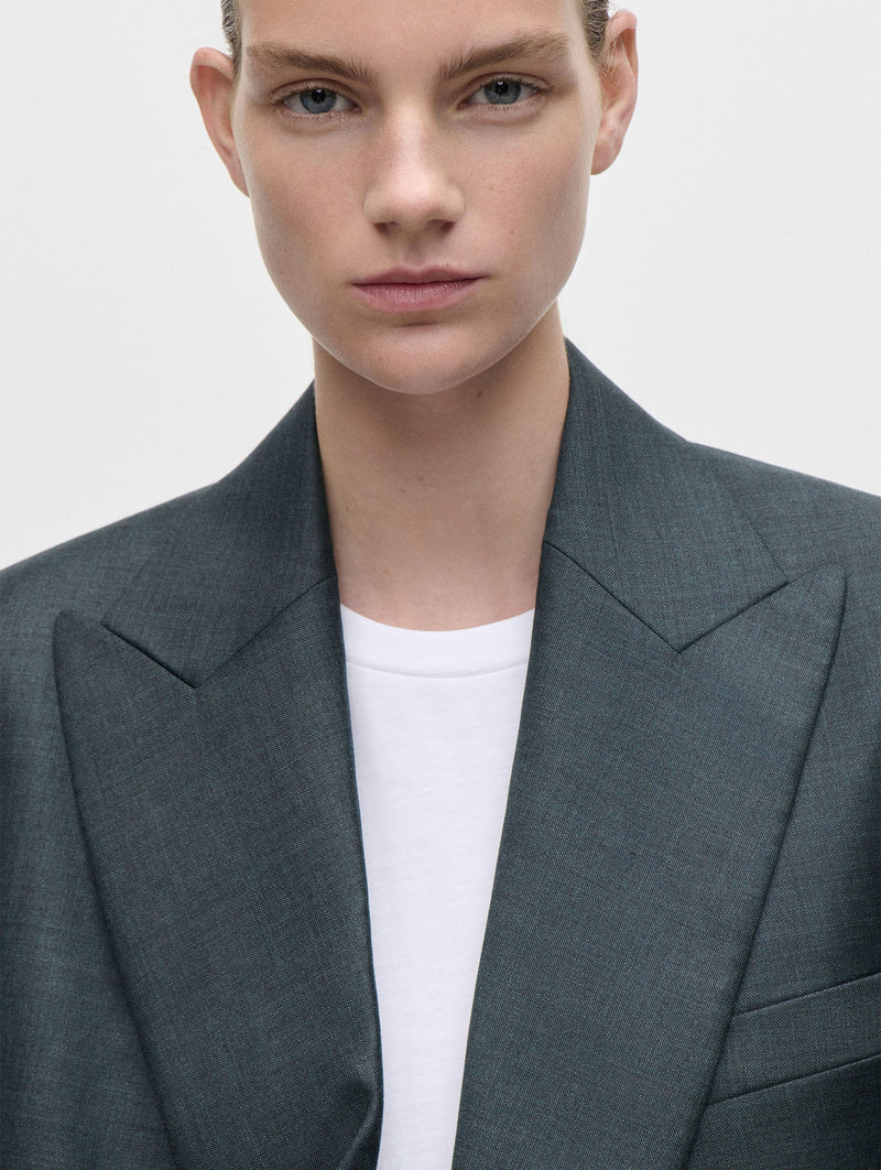 Olie Sculptural Layered Jacket in Dark Teal