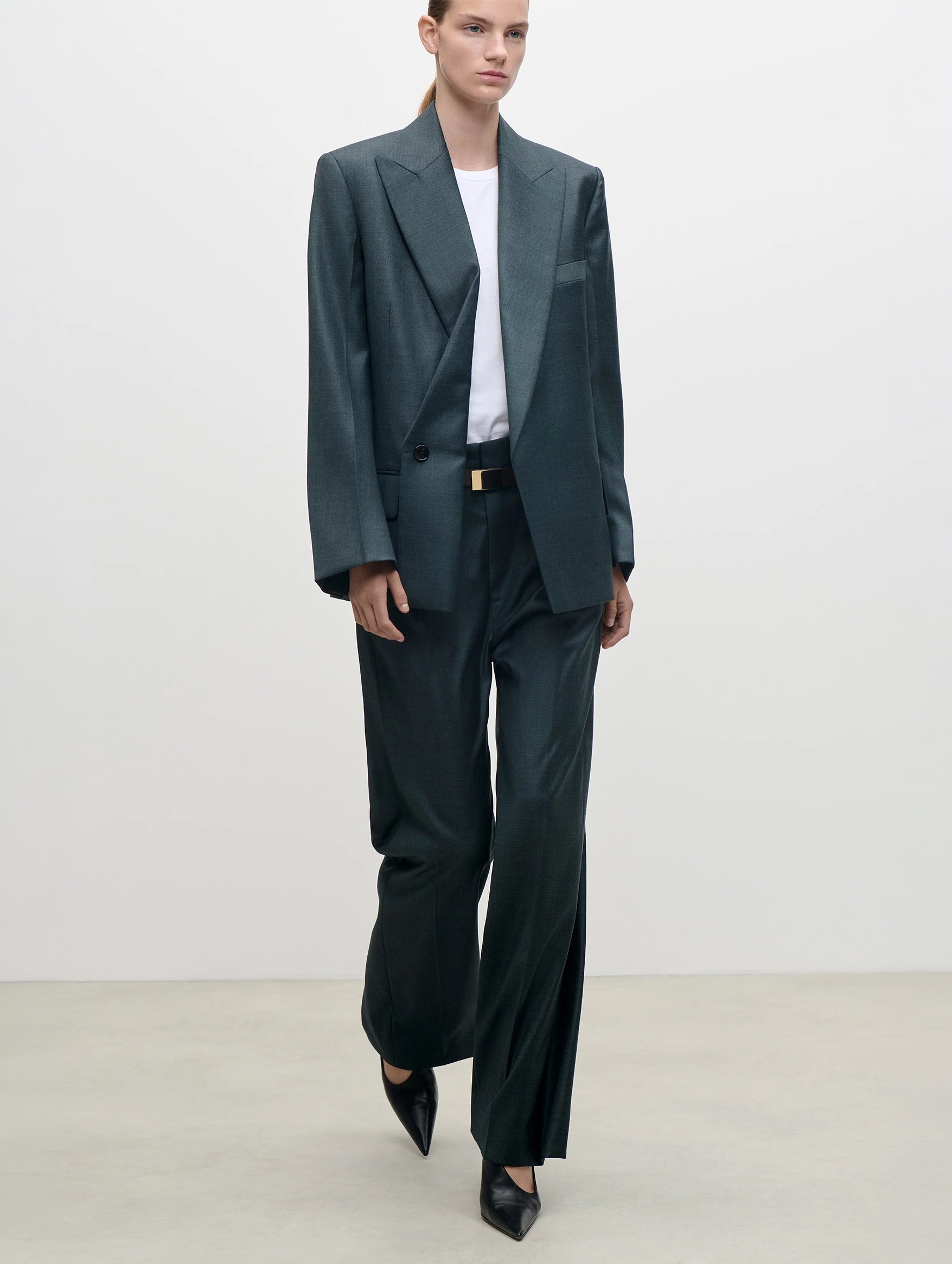 Olie Sculptural Layered Jacket in Dark Teal