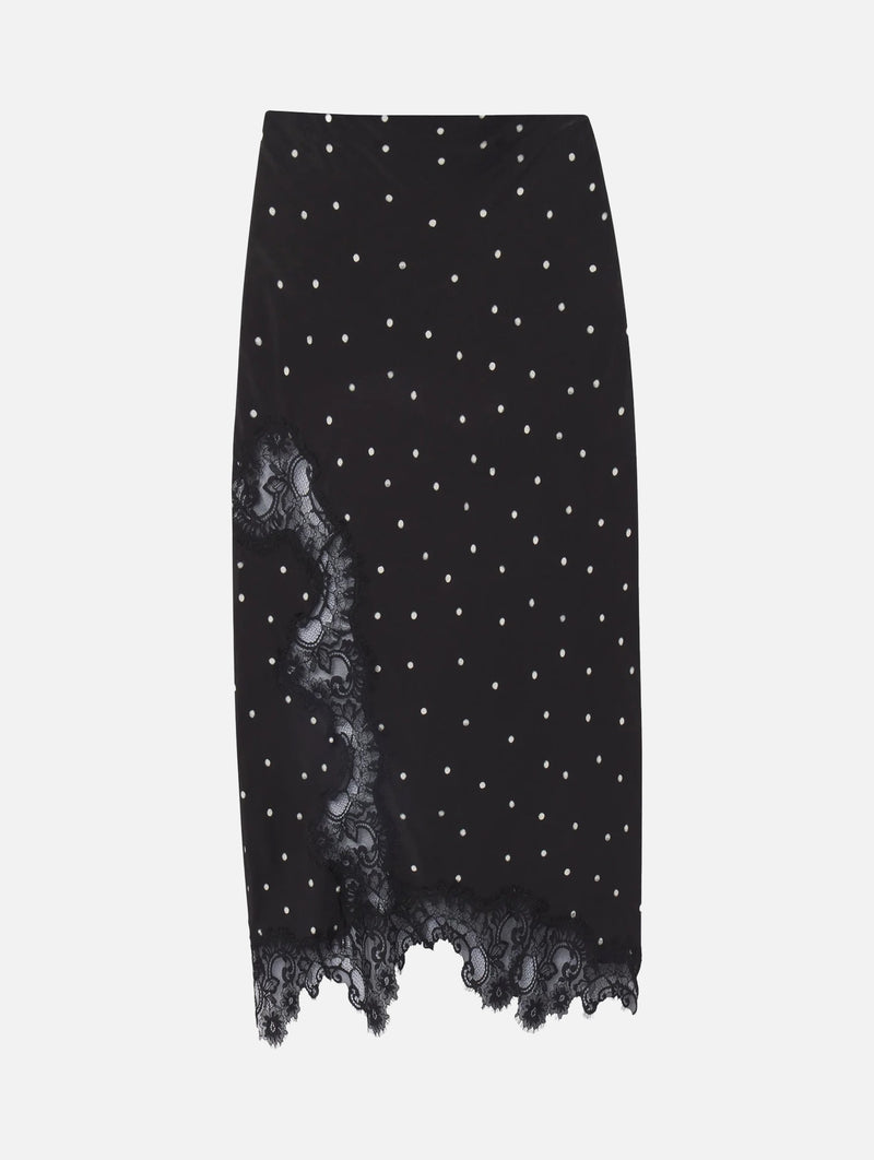 Olivia Polka Dot Lace Skirt in Black and Cream