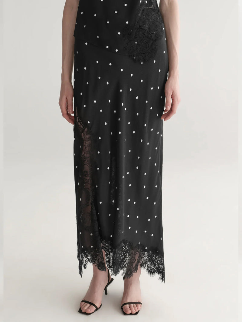 Olivia Polka Dot Lace Skirt in Black and Cream