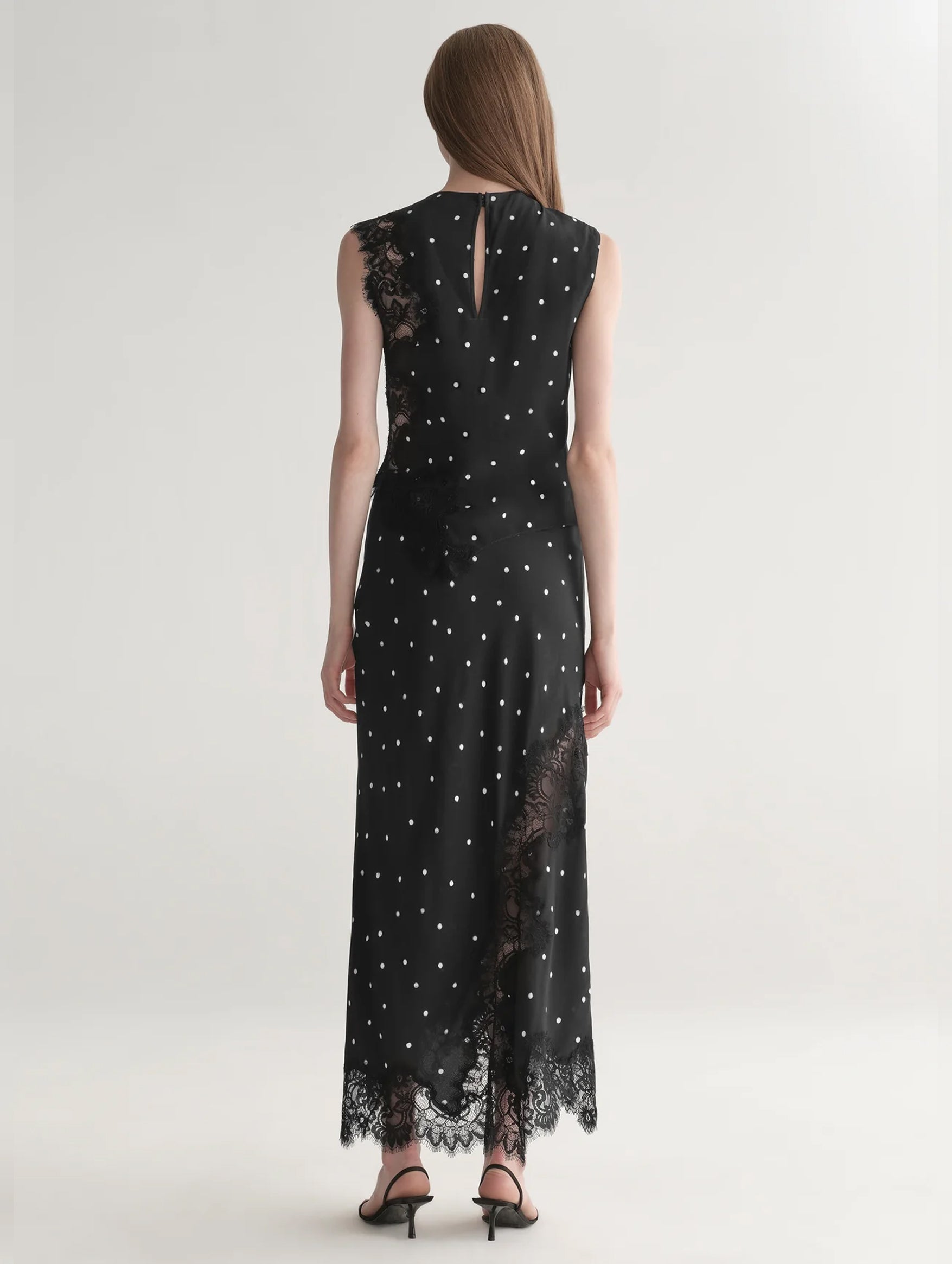 Olivia Polka Dot Lace Skirt in Black and Cream