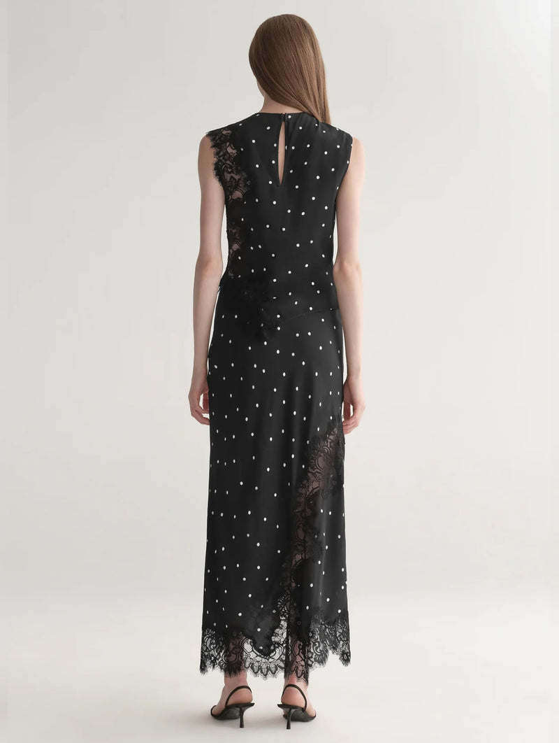 Olivia Polka Dot Lace Skirt in Black and Cream