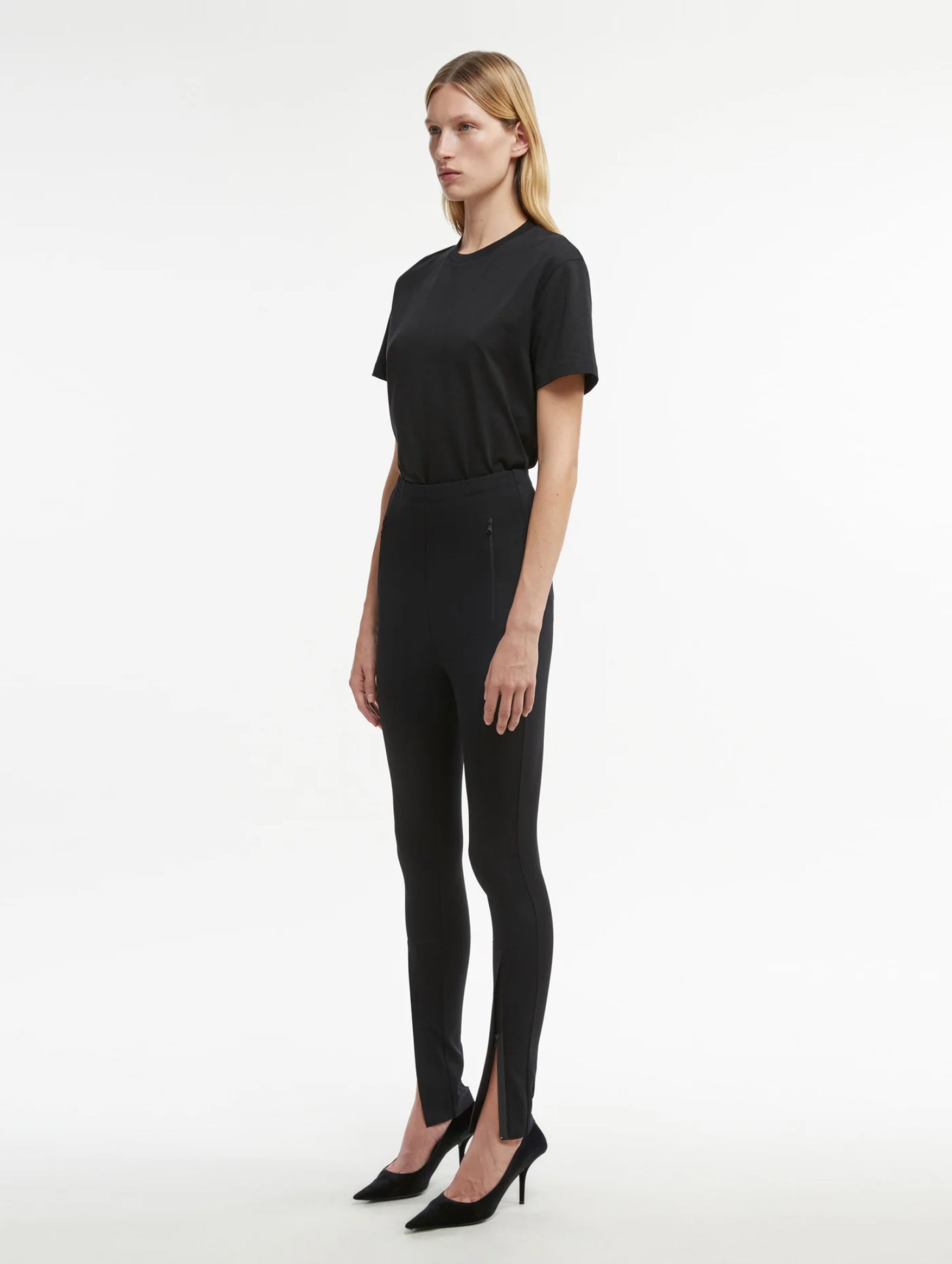 Opaque Front Zip Legging in Black