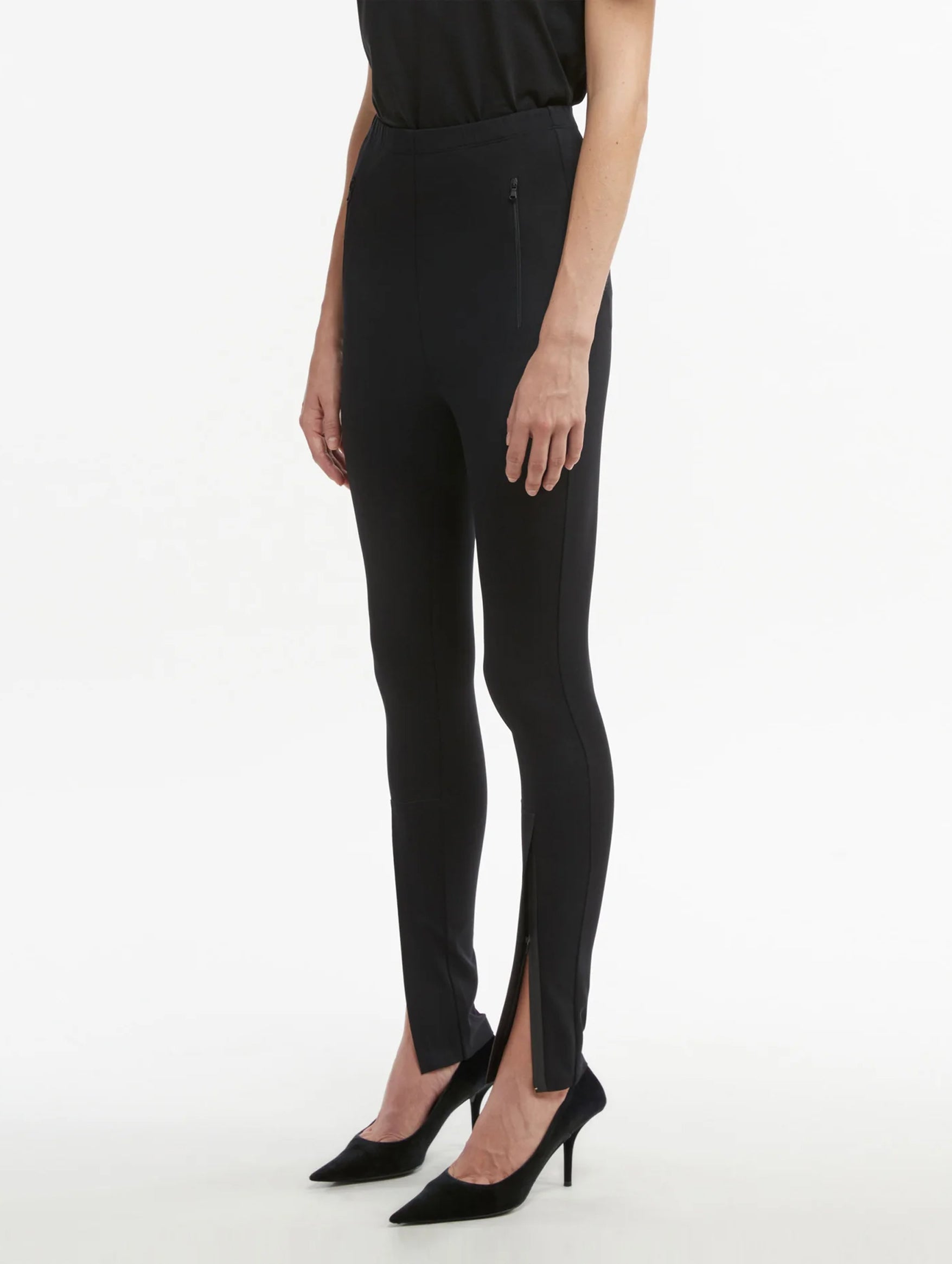 Opaque Front Zip Legging in Black