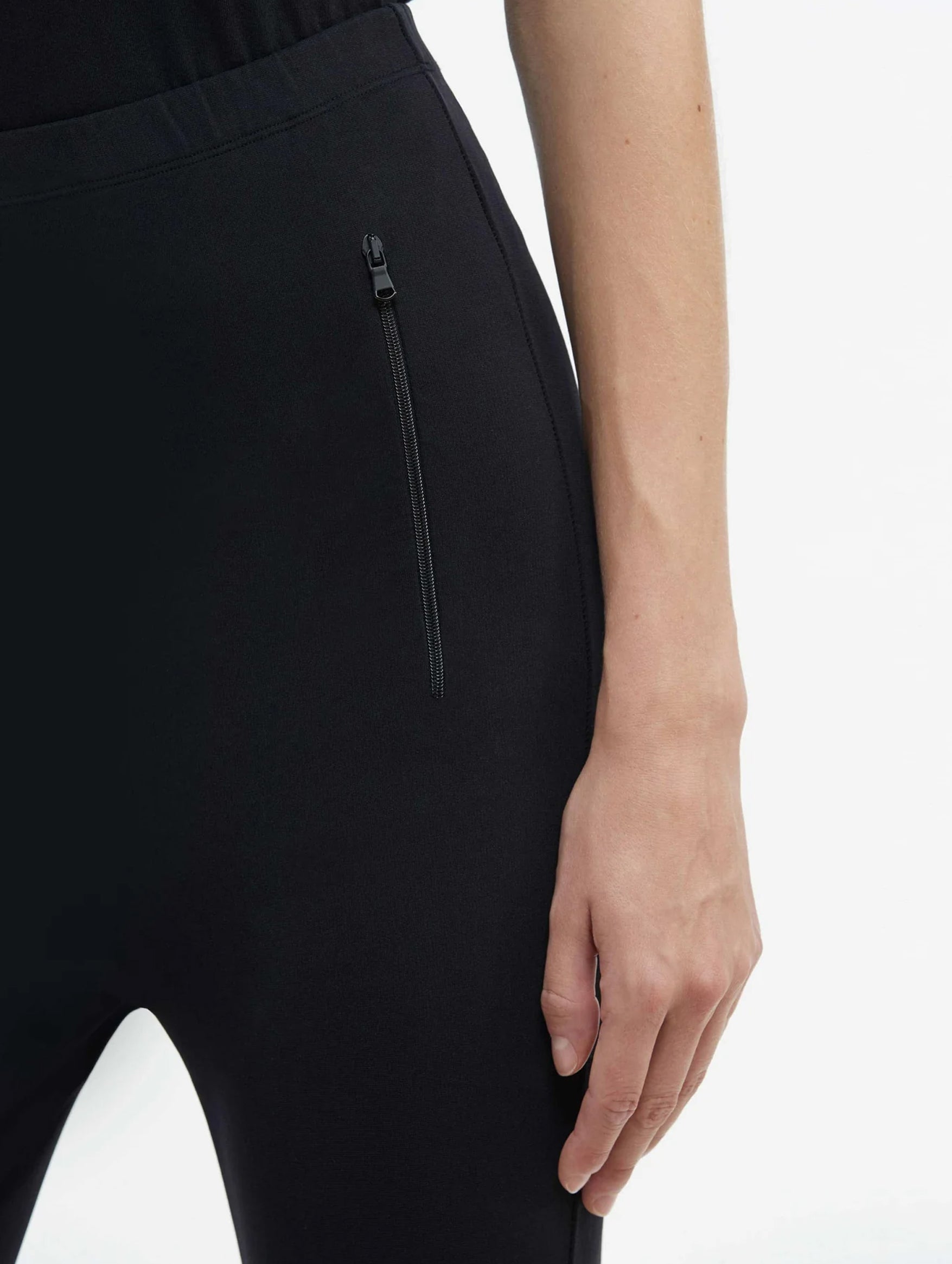 Opaque Front Zip Legging in Black