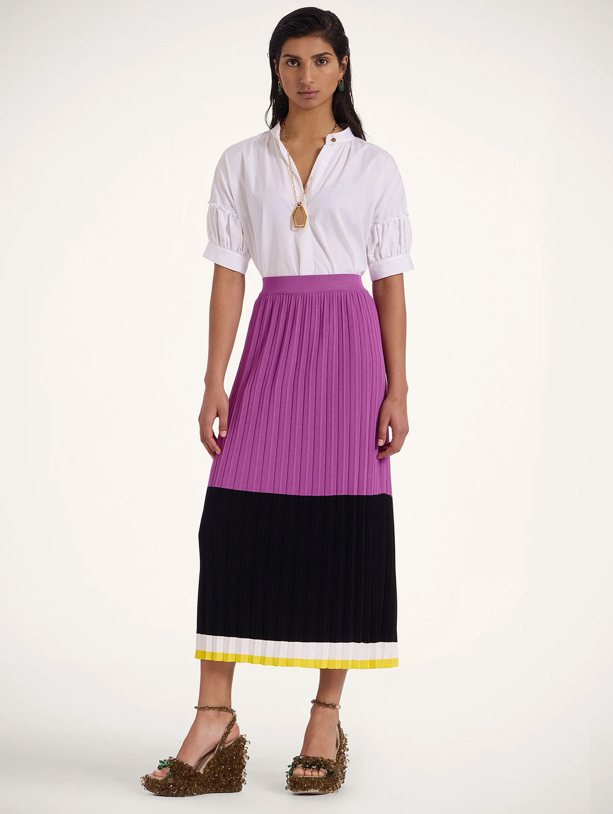 Organetto Skirt in Color Block Purple & Black