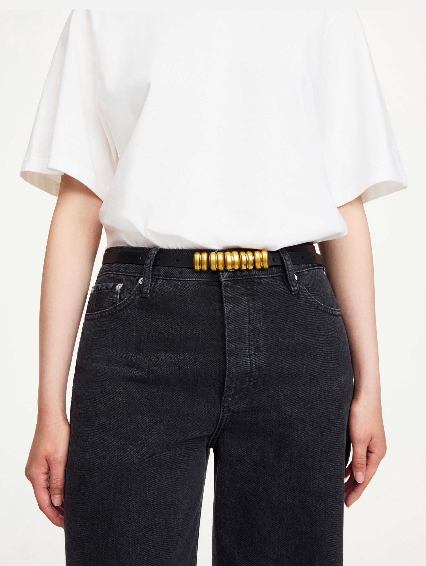 Ounlo Leather Belt in Black