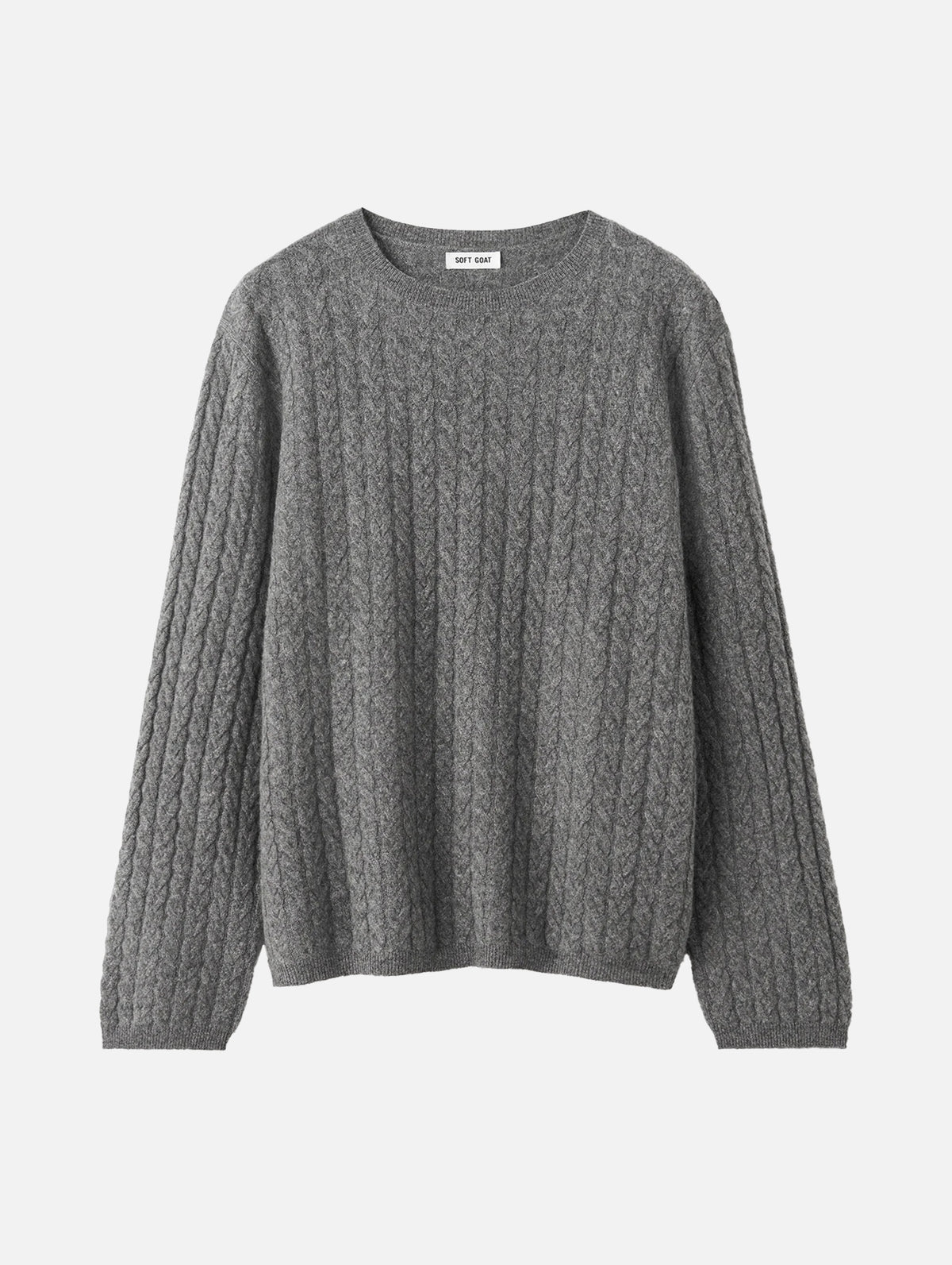 Oversized Cable Knit Cashmere Sweater in Grey