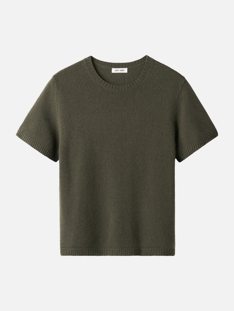 Oversized Cashmere T-Shirt in Olive