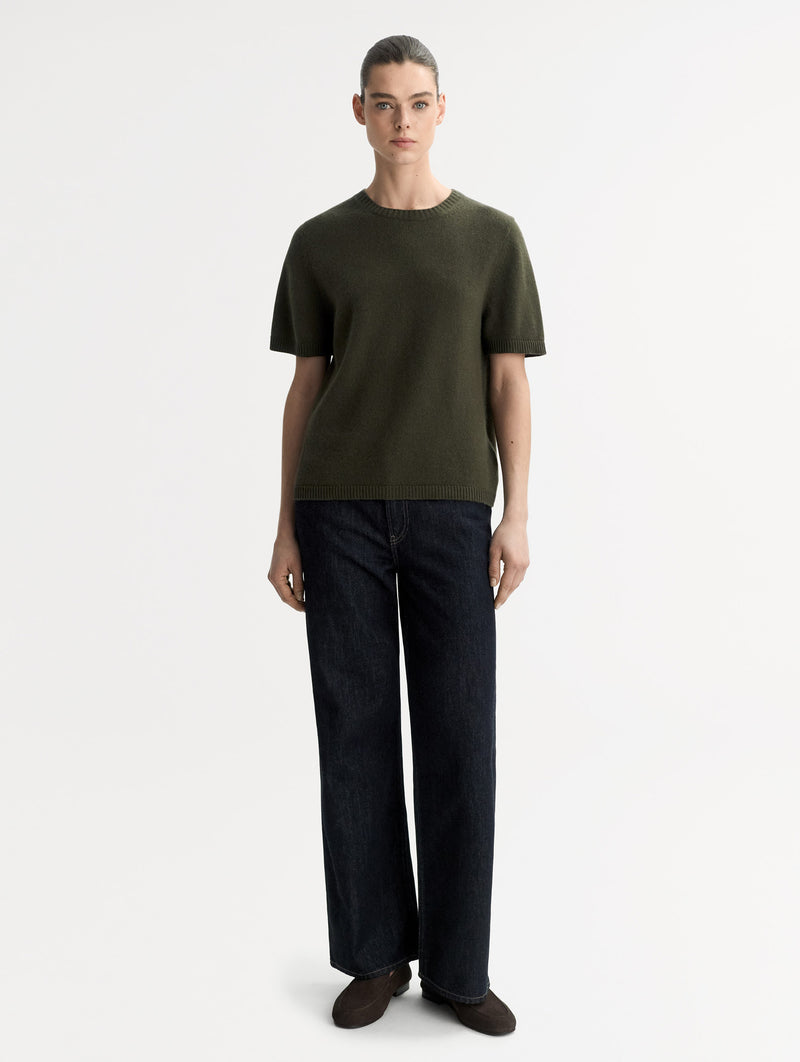 Oversized Cashmere T-Shirt in Olive