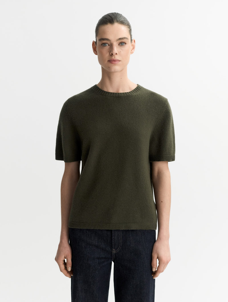 Oversized Cashmere T-Shirt in Olive