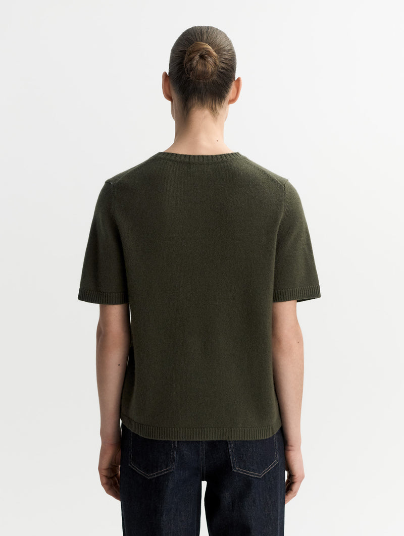 Oversized Cashmere T-Shirt in Olive