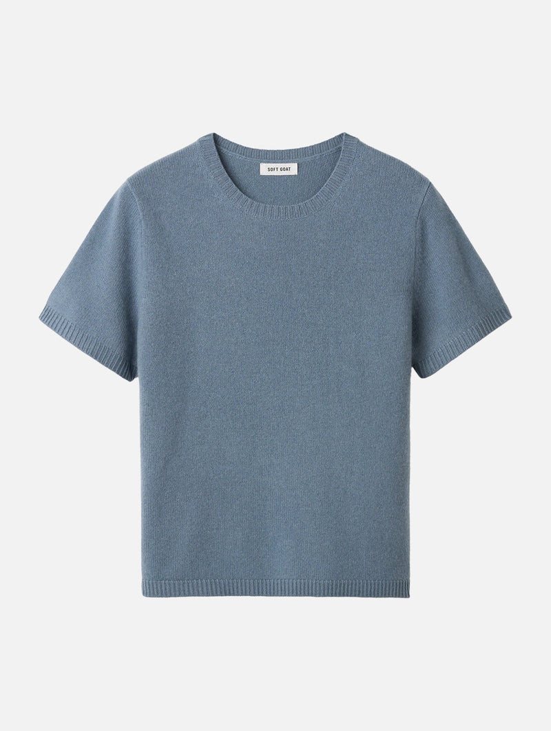 Oversized Cashmere T-Shirt in Retro Blue
