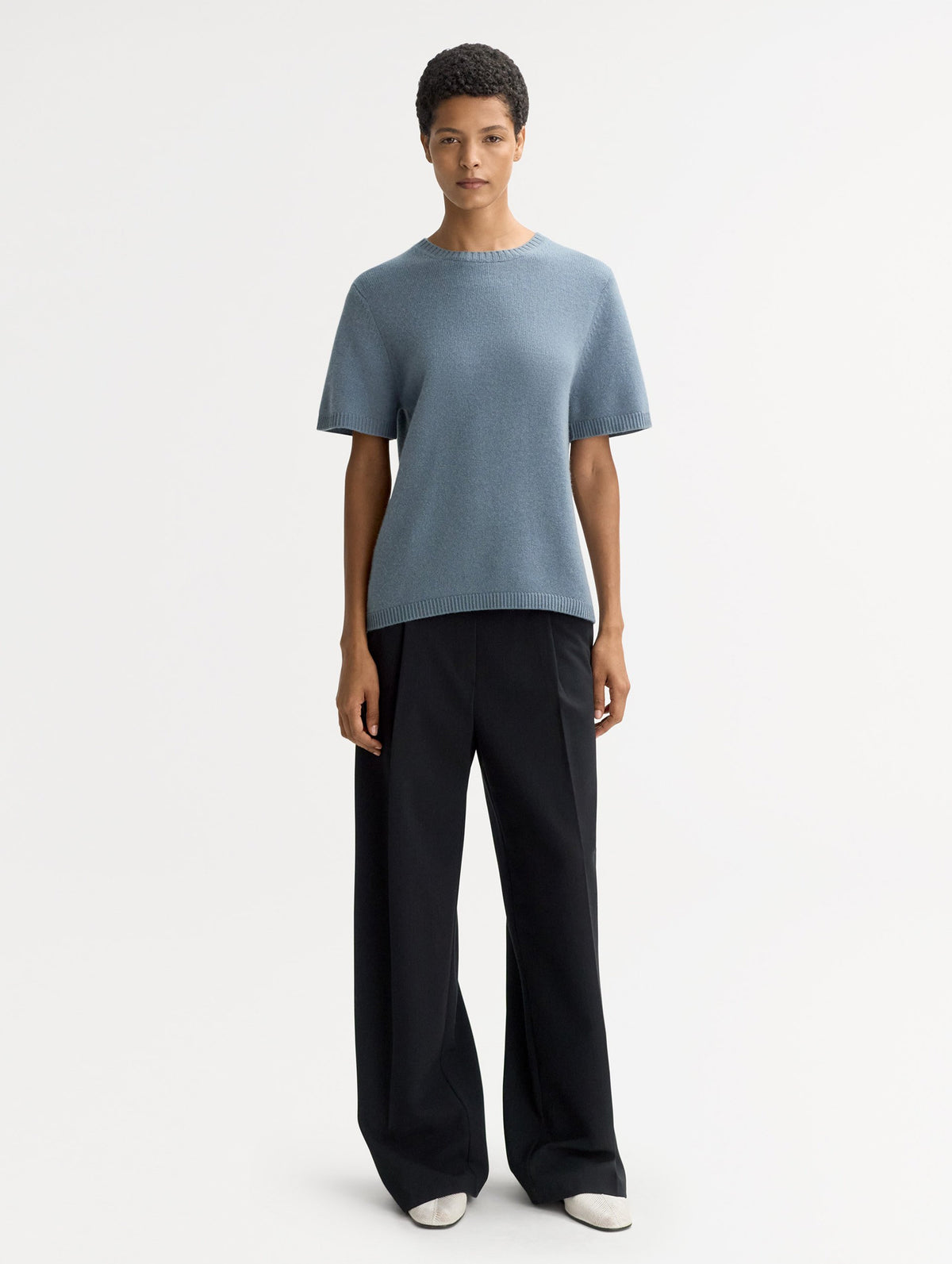 Oversized Cashmere T-Shirt in Retro Blue