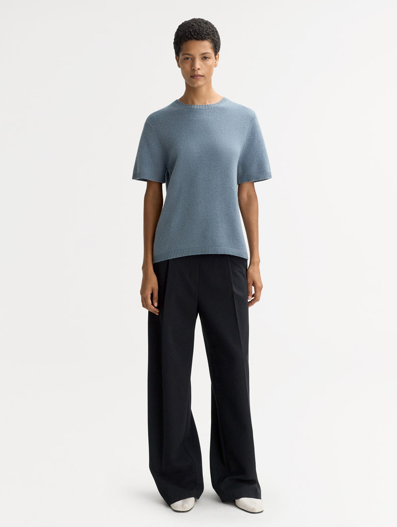 Oversized Cashmere T-Shirt in Retro Blue