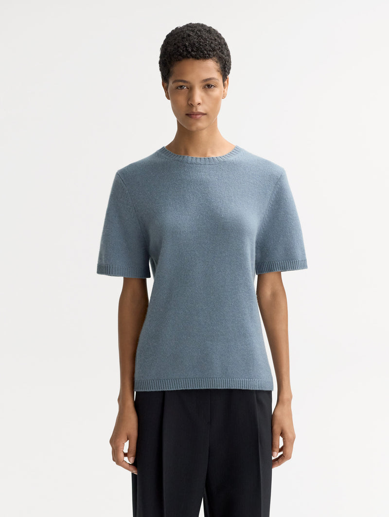 Oversized Cashmere T-Shirt in Retro Blue