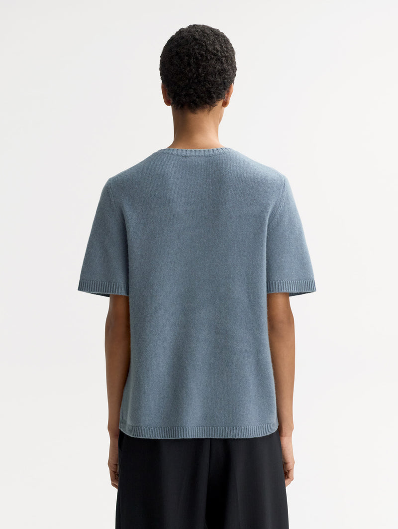 Oversized Cashmere T-Shirt in Retro Blue