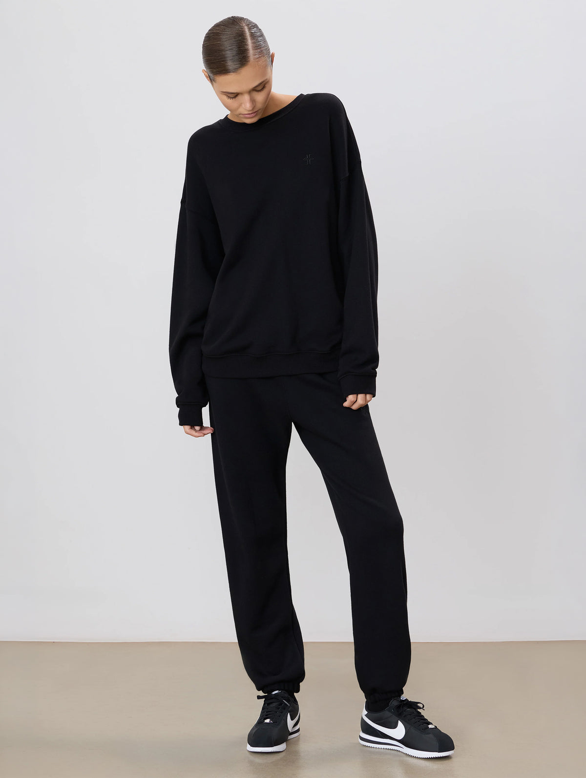Oversized Crewneck Sweatshirt in Black