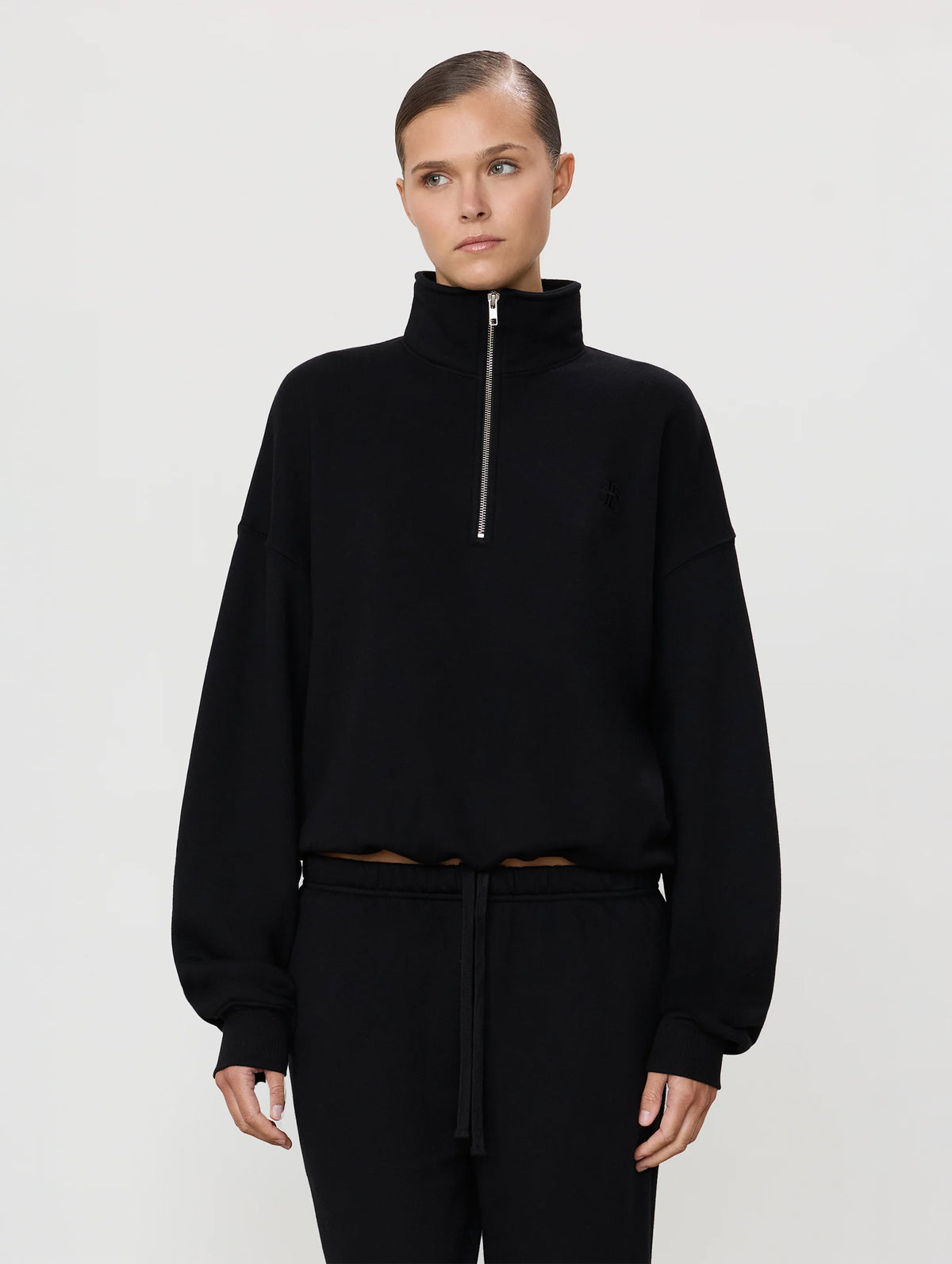 Oversized Crewneck Sweatshirt in Black