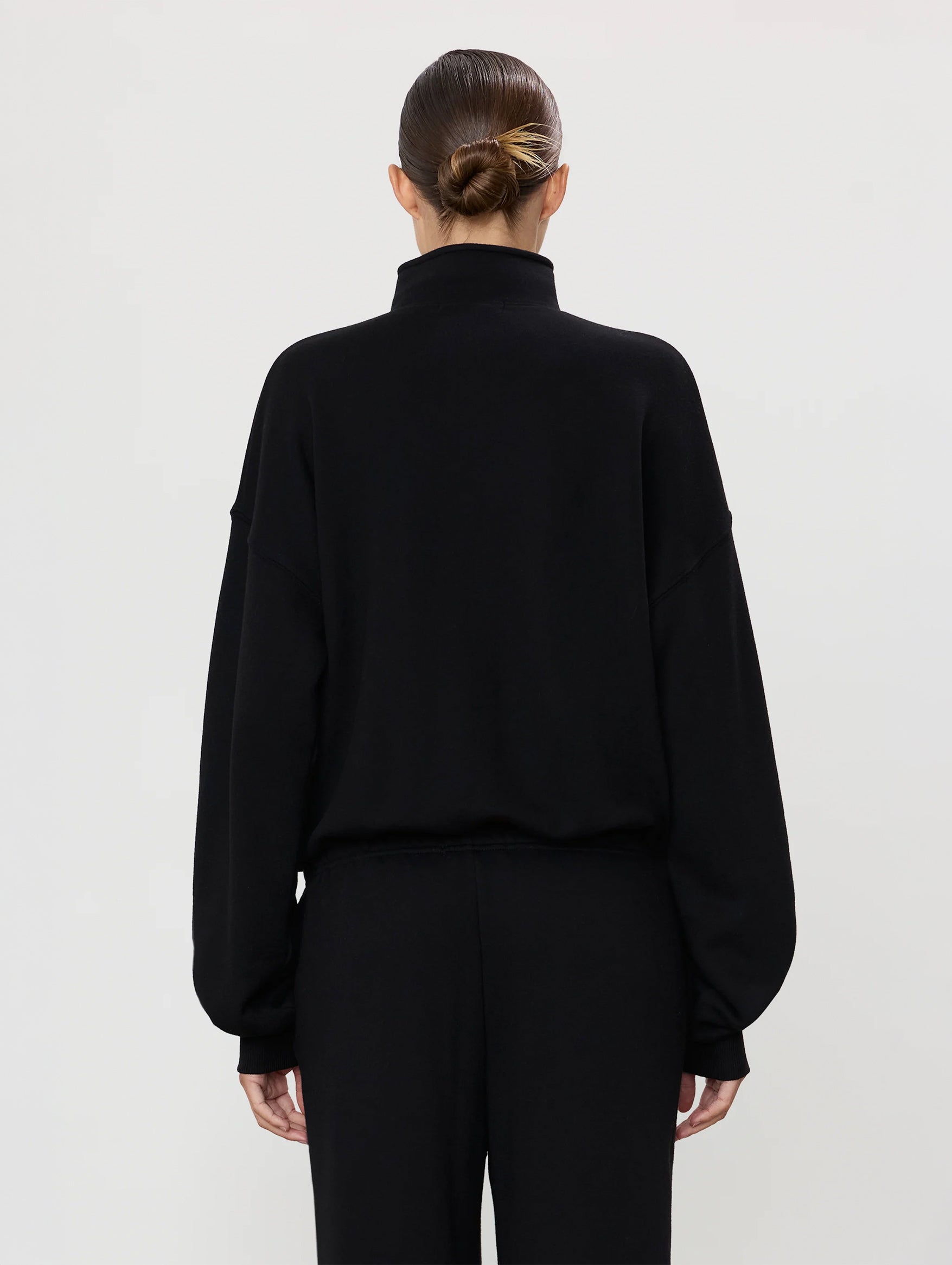Oversized Half-Zip Sweatshirt in Black