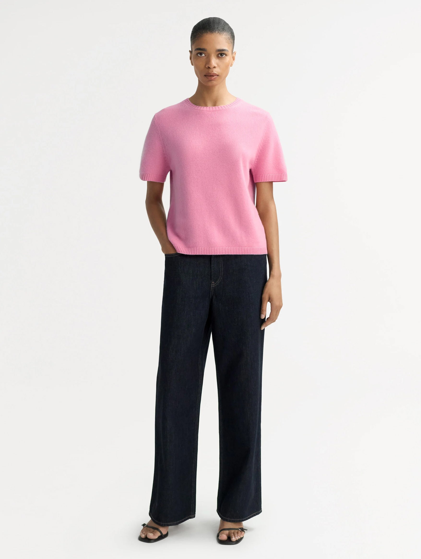 Oversized Cashmere T-Shirt in Pink
