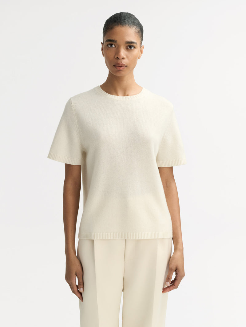 Oversized Cashmere T-Shirt in Feather White