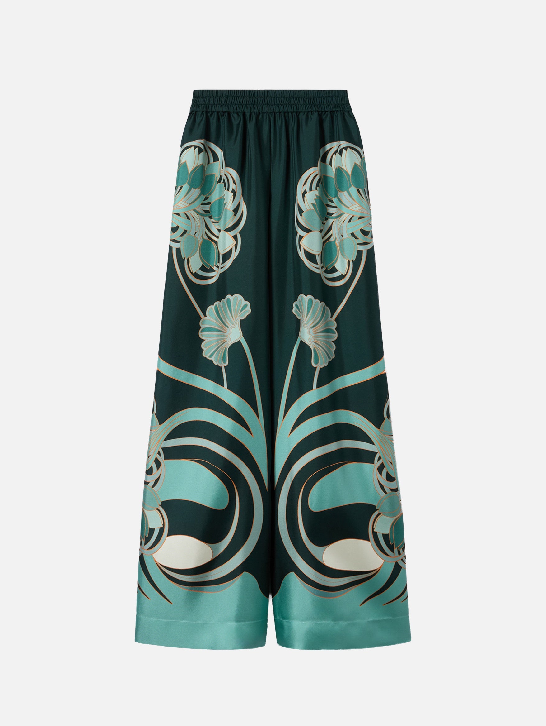Palazzo Pants in Blooming Tulip Placée Dark Green