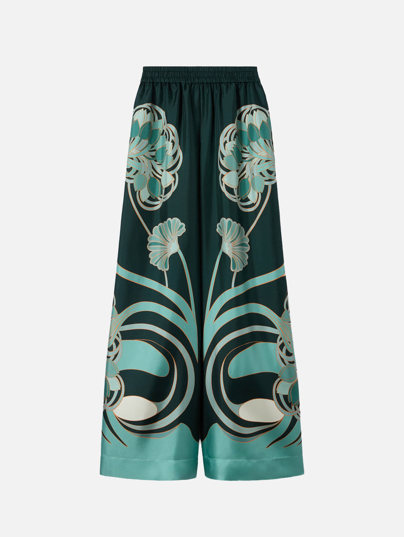 Palazzo Pants in Blooming Tulip Placée Dark Green