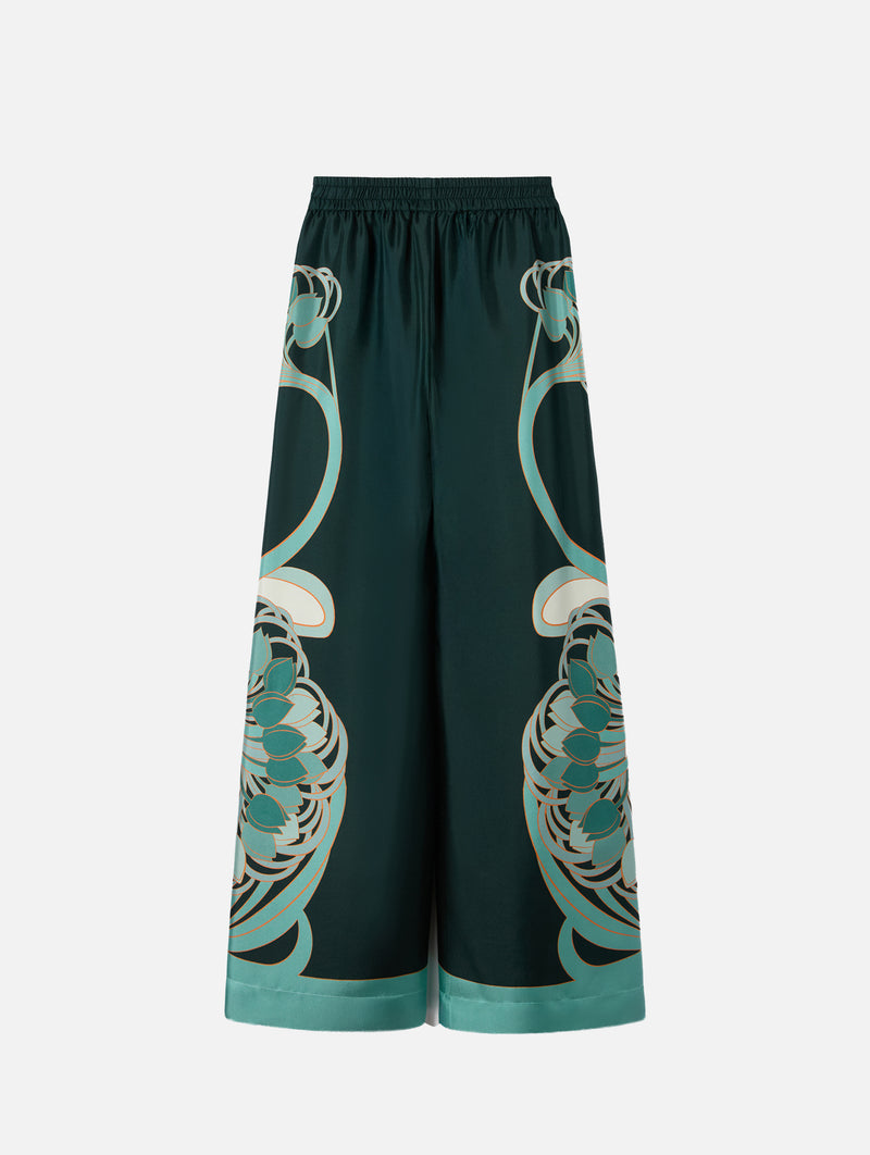 Palazzo Pants in Blooming Tulip Placée Dark Green