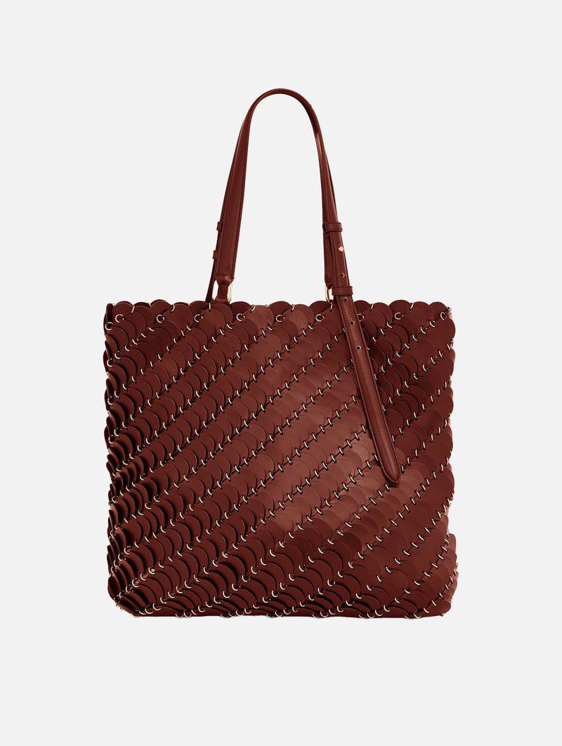 Paco Medium Leather Tote Bag in Cognac