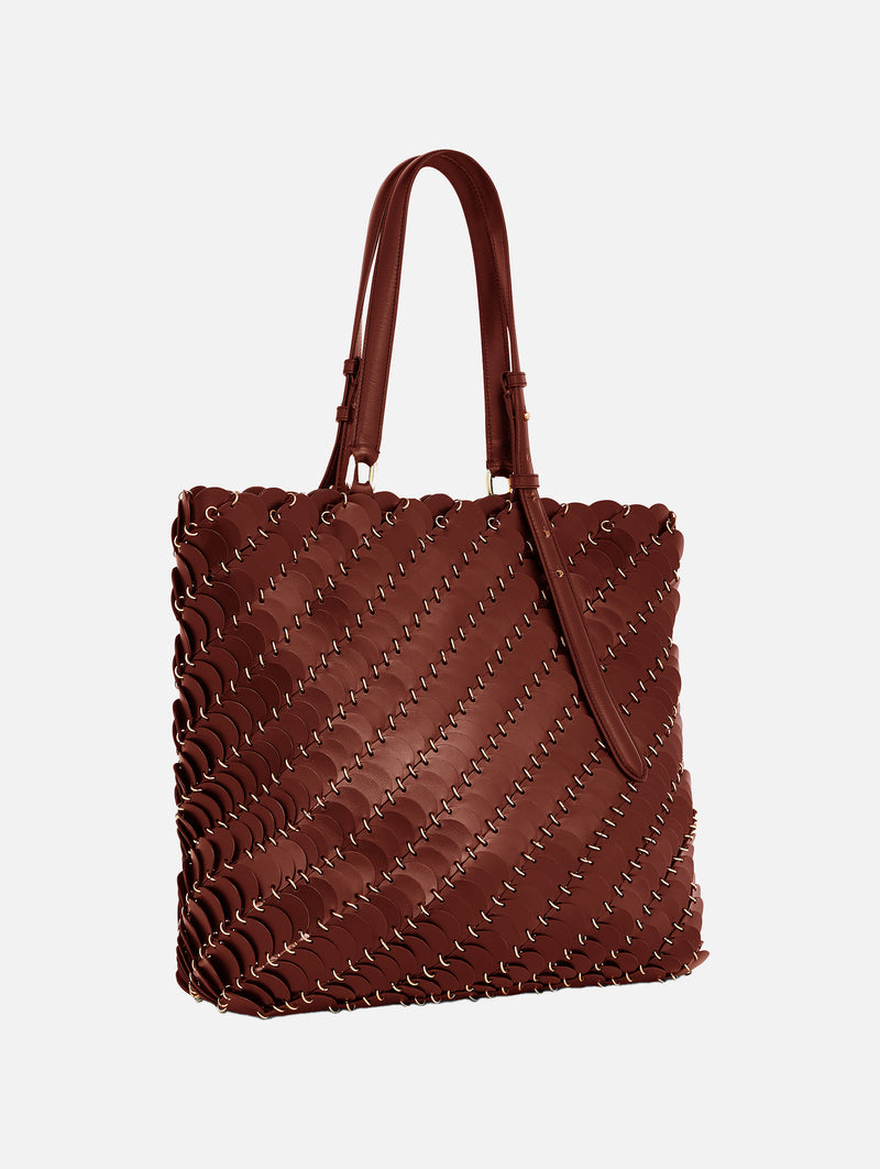 Paco Medium Leather Tote Bag in Cognac
