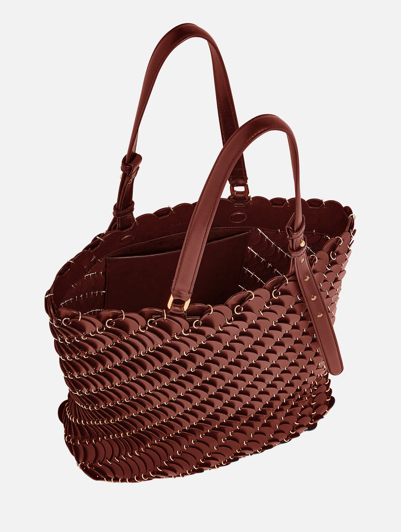 Paco Medium Leather Tote Bag in Cognac