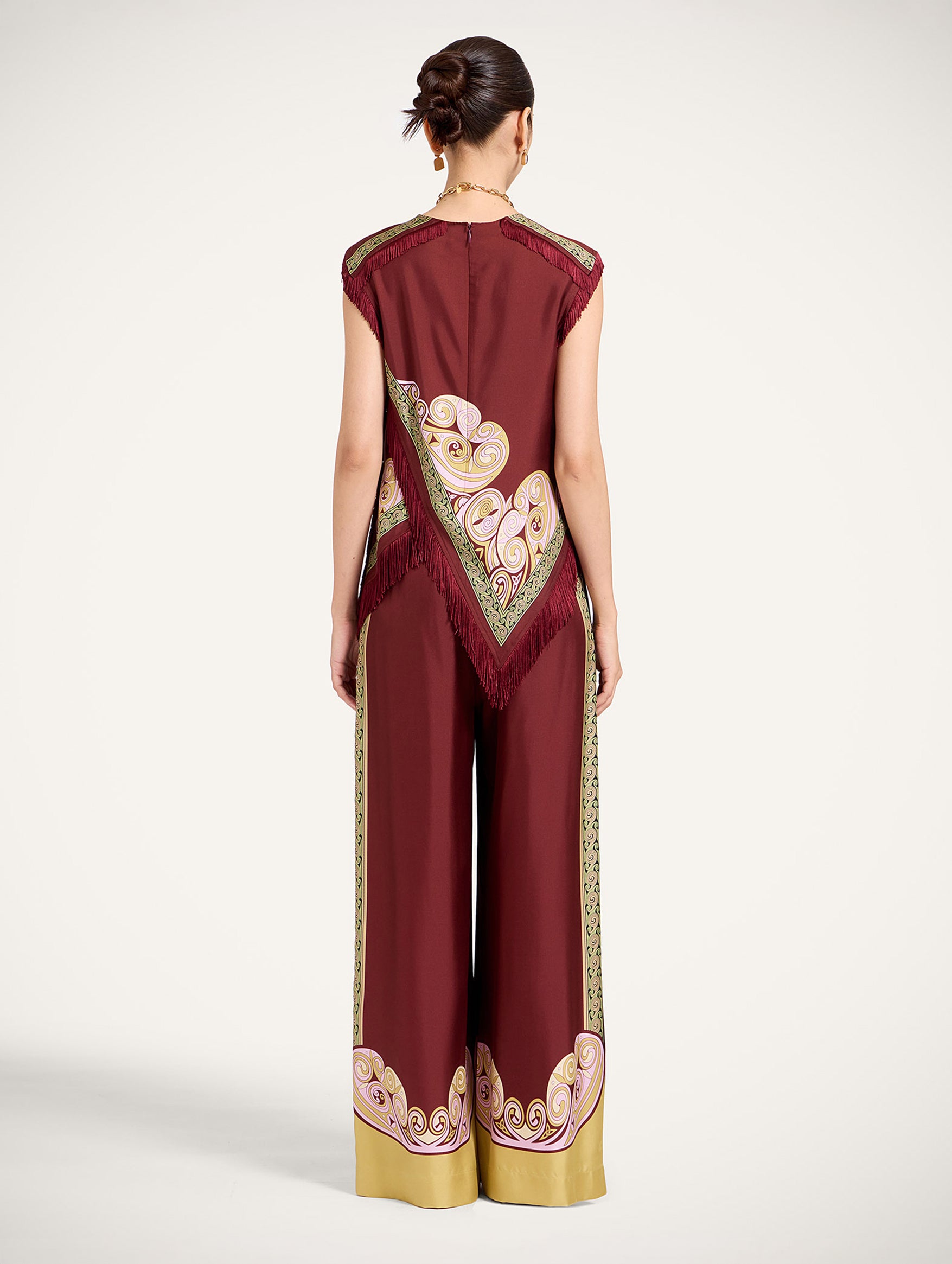 Palazzo Pants in Kells Swirl Placée Burgundy