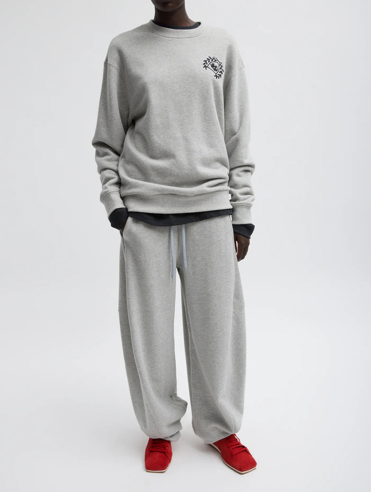 Embroidered Patch Sweatshirt In Heather Grey