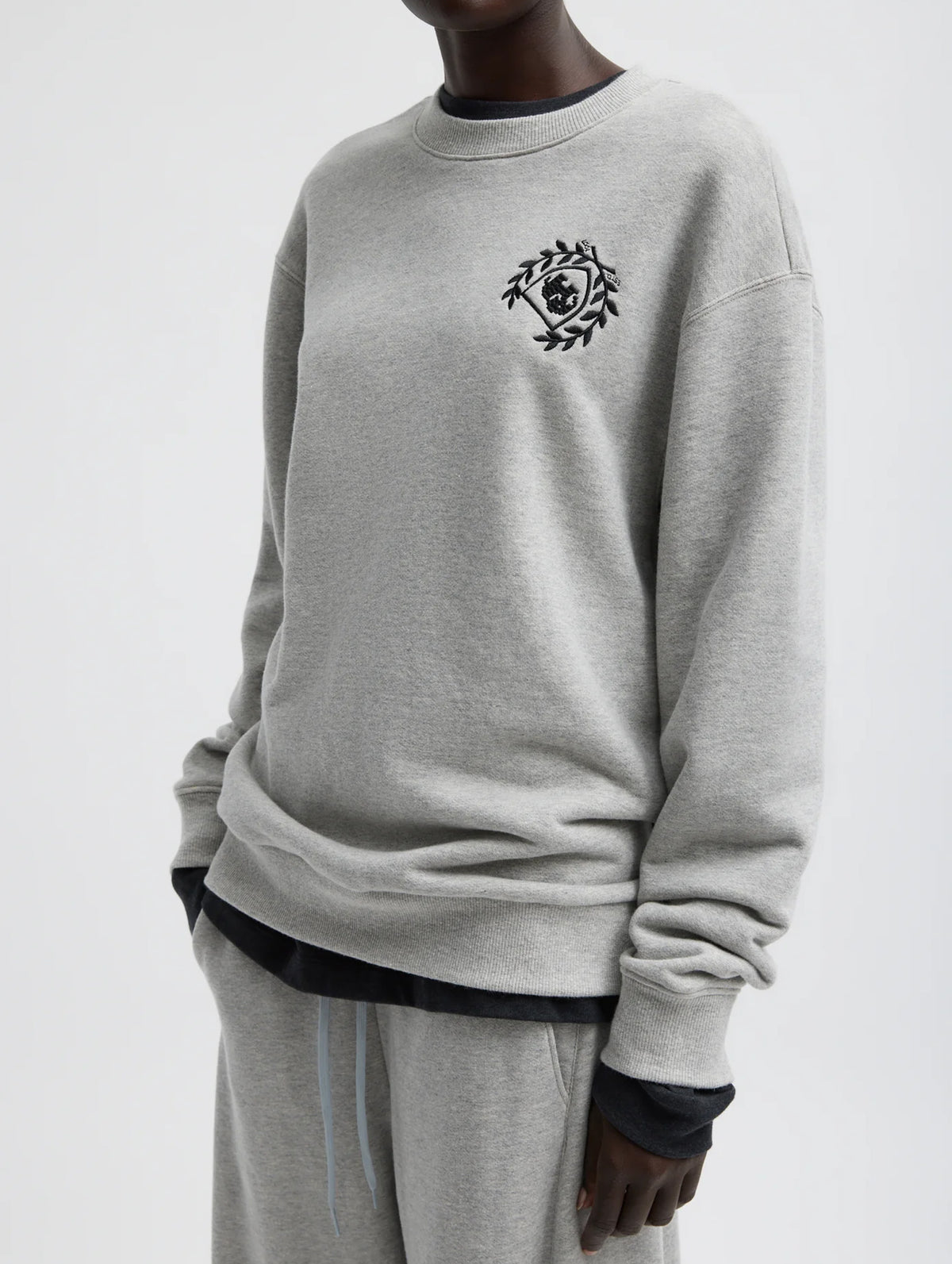 Embroidered Patch Sweatshirt In Heather Grey