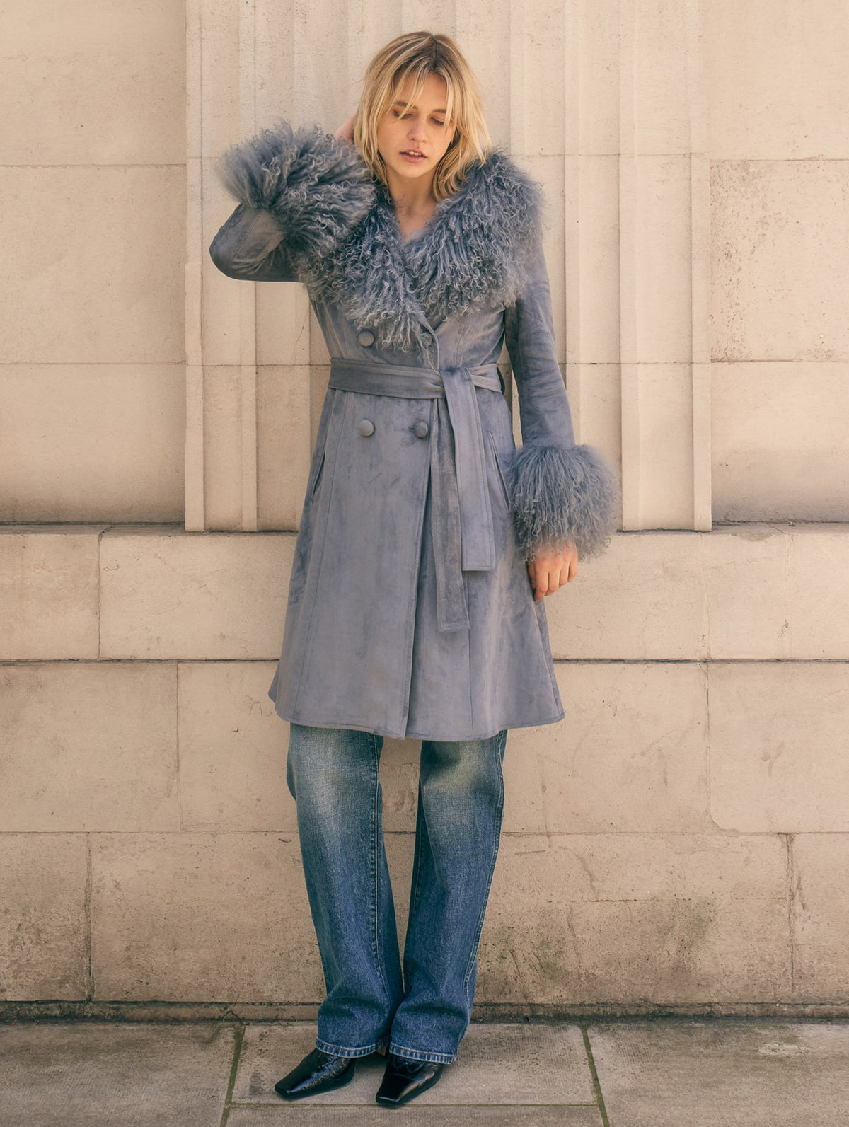 Penny Coat in Dusty Blue