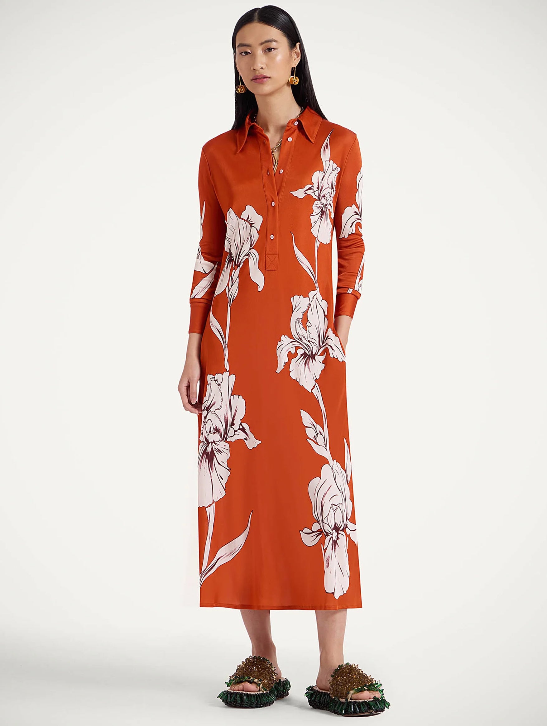 Perry Street Dress in Orange Iris Placée
