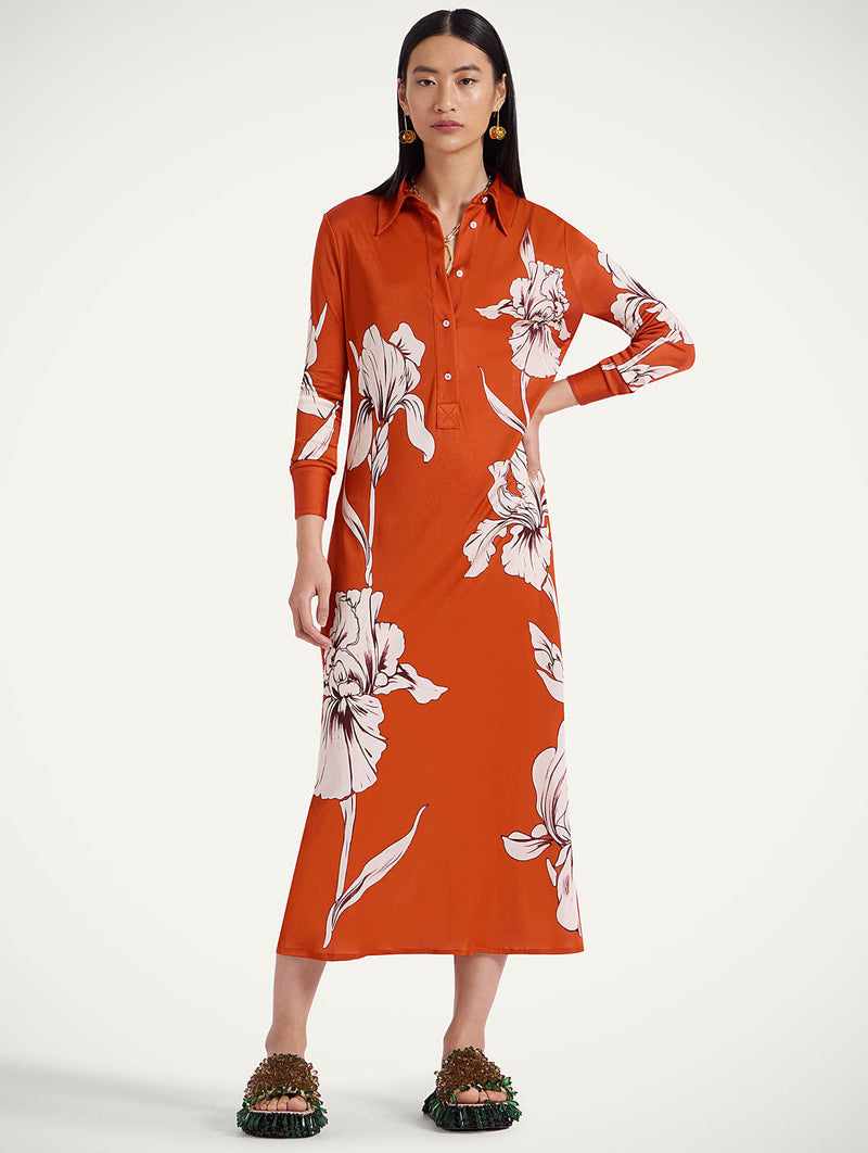 Perry Street Dress in Orange Iris Placée