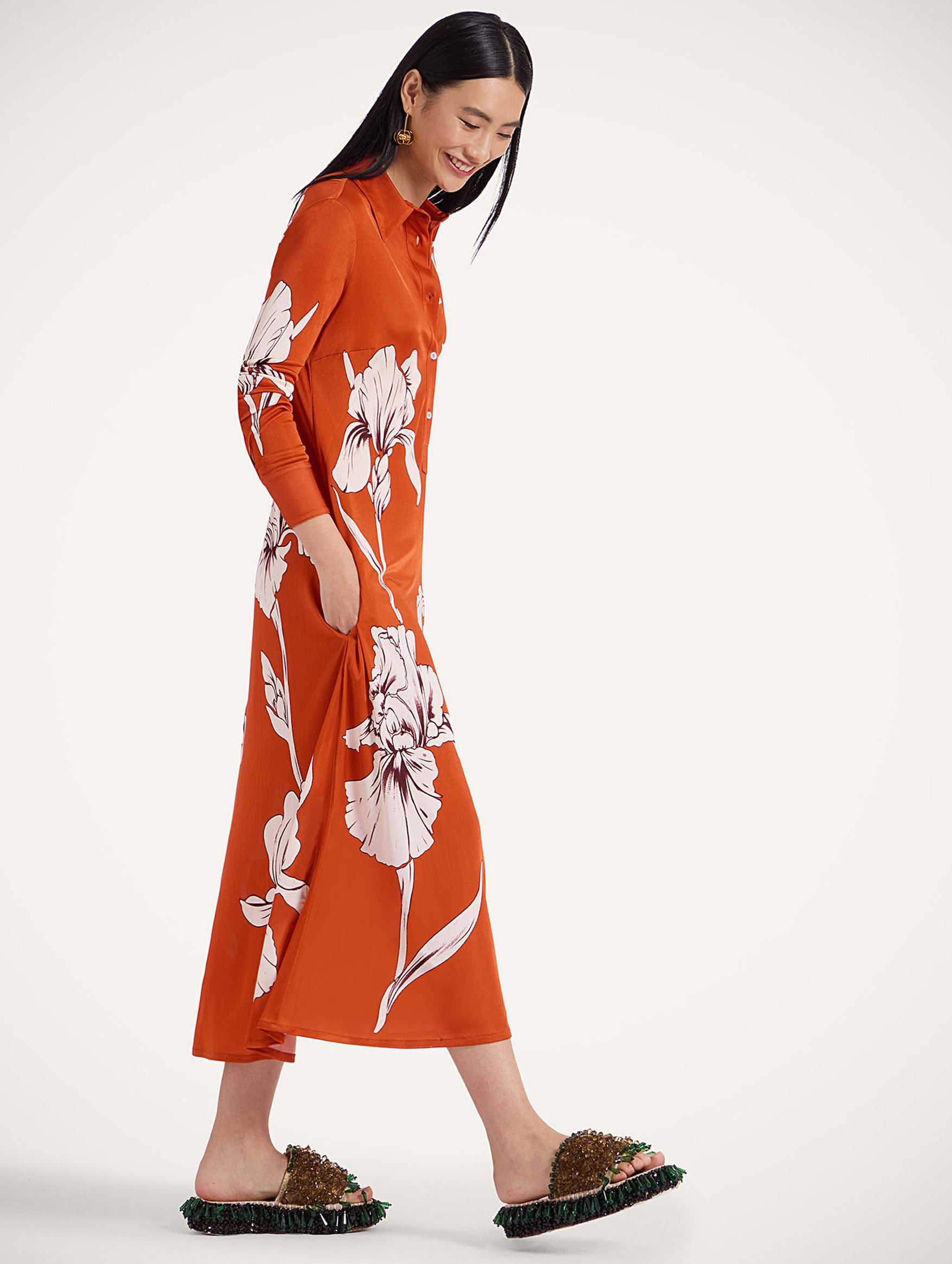 Perry Street Dress in Orange Iris Placée